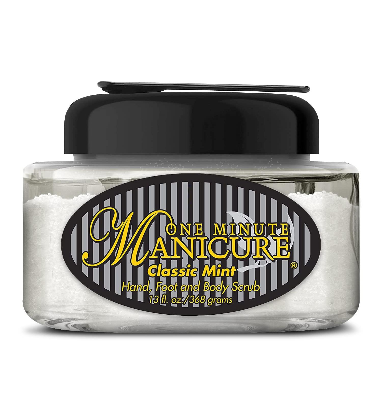 One Minute Manicure   Moisturizing Salt Scrub   13 oz   Professionally Formulated To Exfoliate  Recondition & Moisturize Skin   Enhanced With Botanical Oils & Natural Sea Salts (Classic Mint)