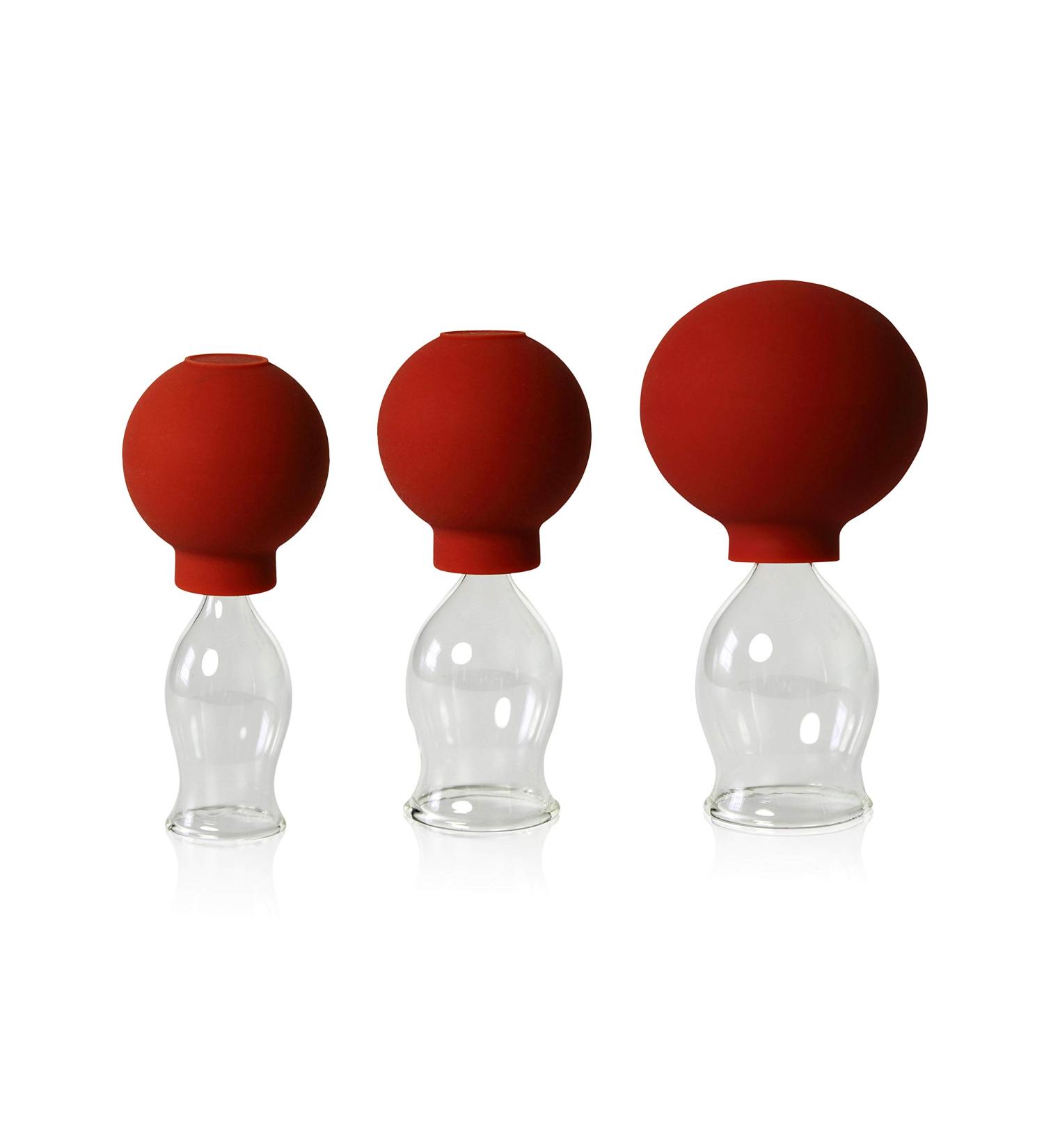 Professional Lauschaer Glass Cupping Set - 3 Hand-Blown Glass Cups (20-25-30mm) for Fireless Cupping Therapy - Buy Online on GoSupps.com