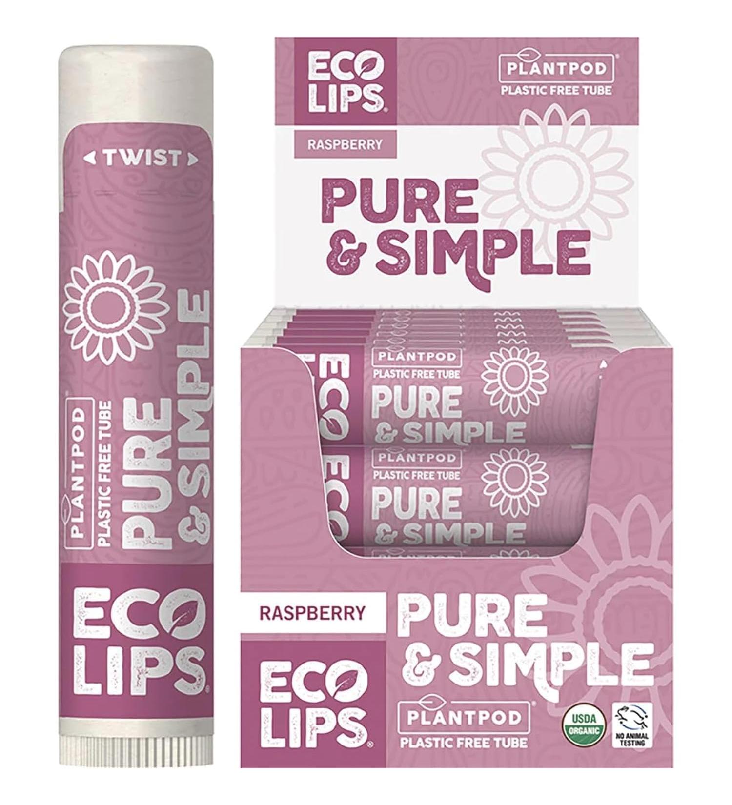 Buy Pure & Simple Raspberry ECO LIPS Lip Balm - Natural Hydration .15 oz | Eco-Friendly & Vegan - Buy Online on GoSupps.com