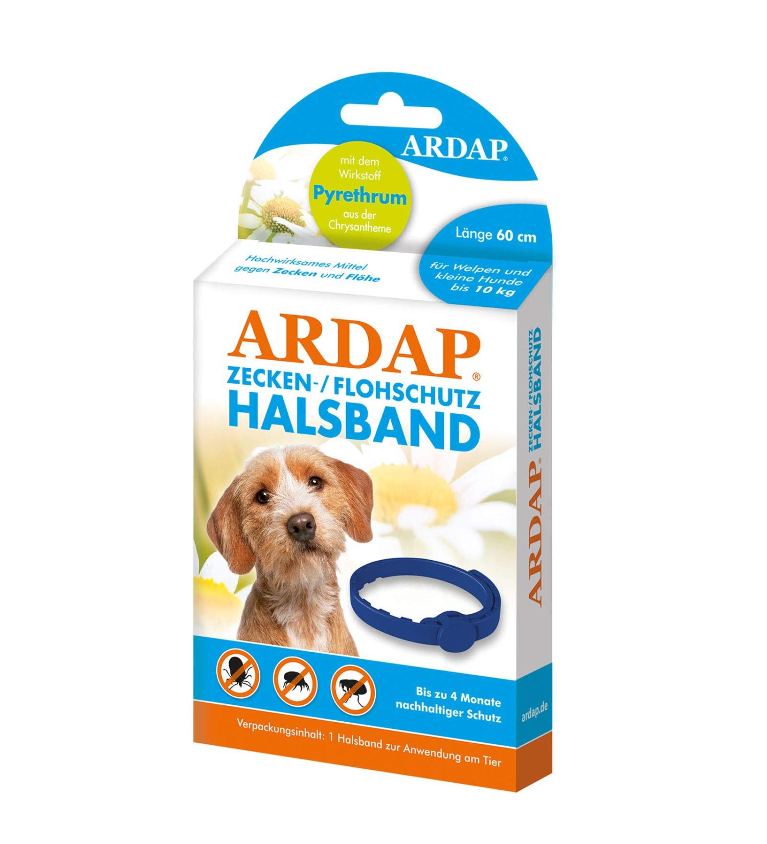ARDAP Flea & Tick Protection Collar for Dogs & Puppies | Natural Long-term Defense up to 10kg | 60cm Collar for Sustainable Protection - Buy Online on GoSupps.com