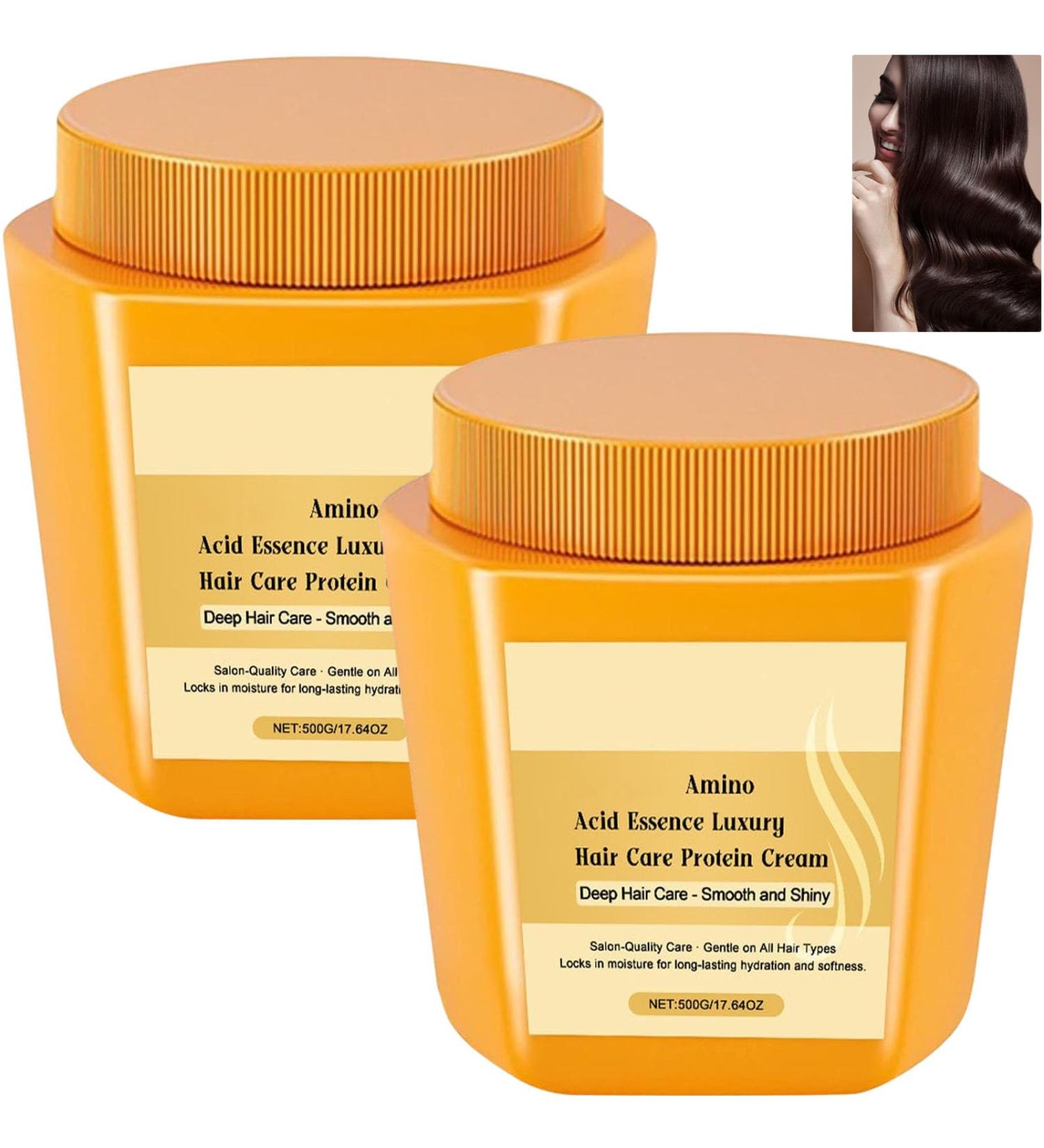 Luxury Nourishing Protein Cream with Amino Acids Keratin Treatment Hair Care Cream Repairs Damage Deep Conditioning Hair Mask (2 Pieces) - Buy Online on GoSupps.com