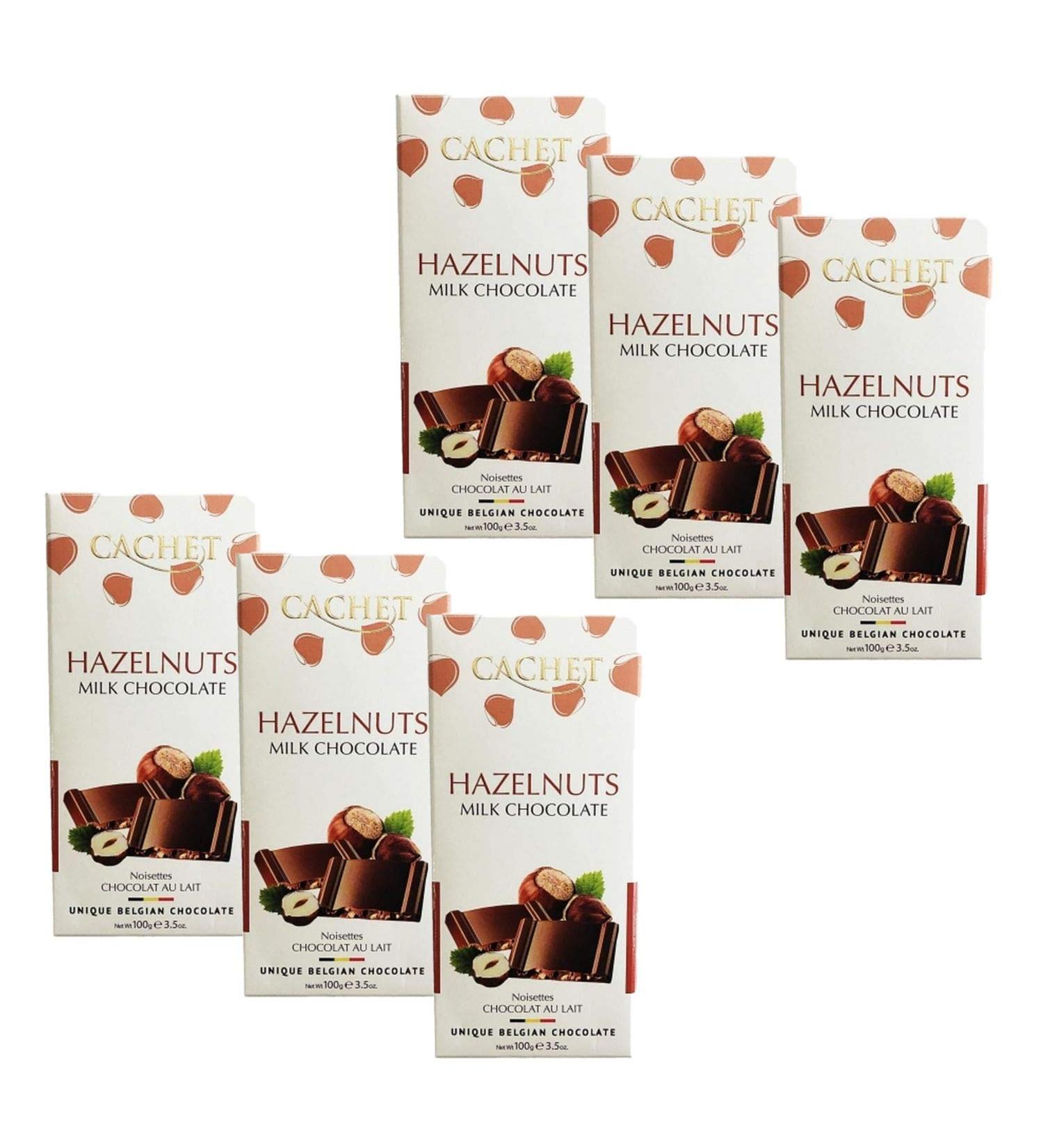 Lot 6x Milk chocolate hazelnuts - Stamp - 100g tablet