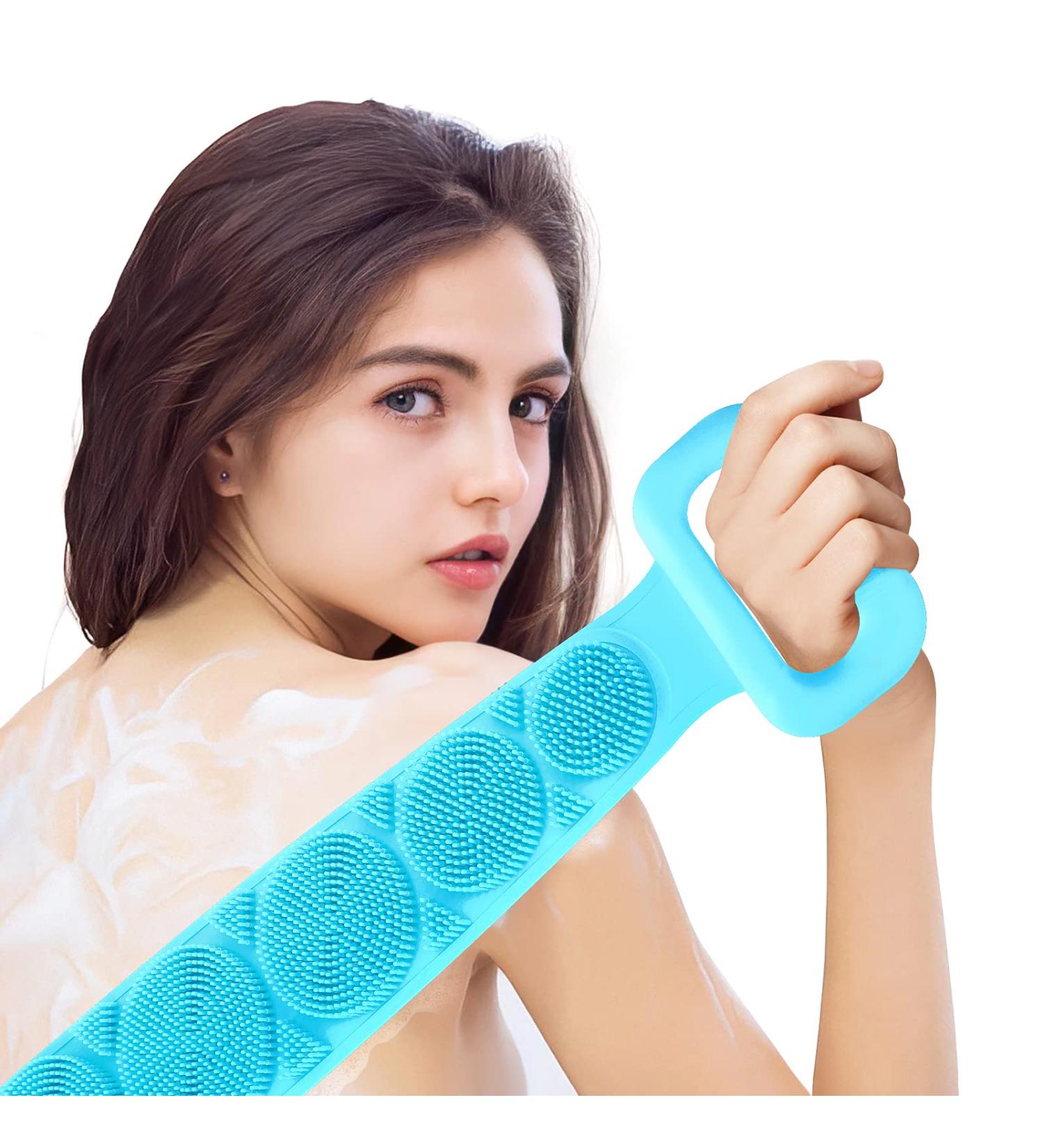 HOPESO Shower Silicone Back Scrubber - Sky Blue Upgraded Version | Exfoliating Bath Body Brush for Clean and Healthy Skin - Buy Online on GoSupps.com