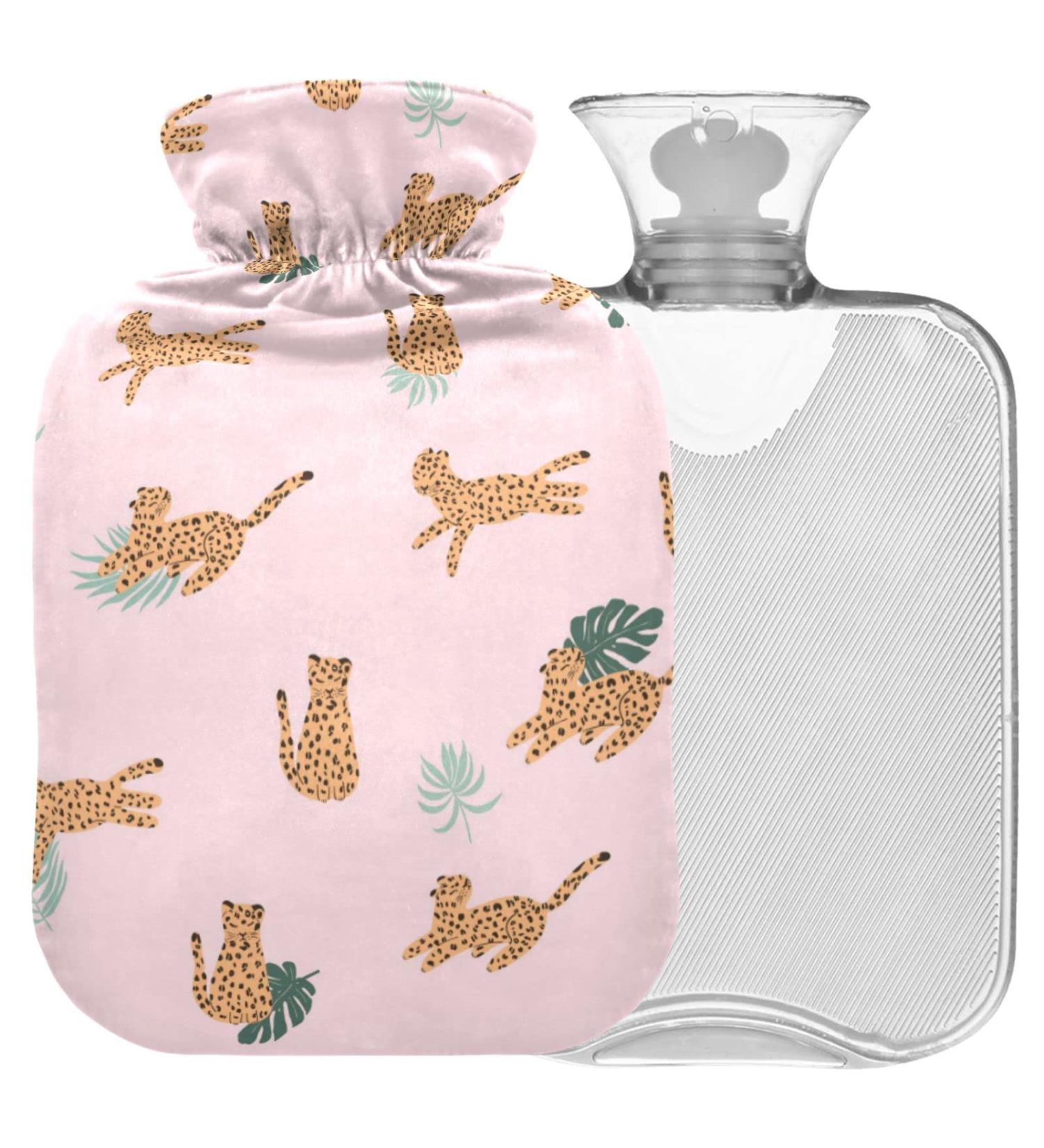 Naanle Tropical Leopard Hot Water Bottle - 1L Transparent Heat Bottle for Bed | Hand & Feet Warmer Pain Relief & Cold Therapy - Buy Online on GoSupps.com
