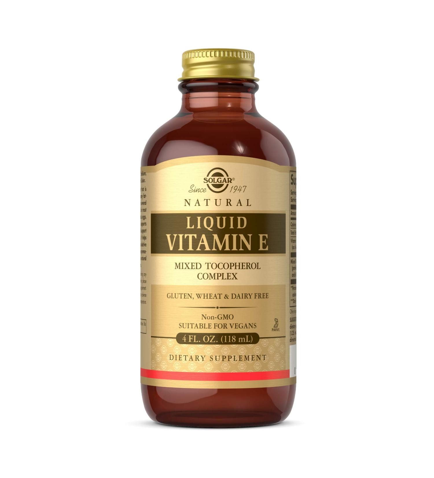 Solgar Liquid Vitamin E 4 fl. oz. - Antioxidant & Immune Support for Overall Health - Non-GMO, Vegan, Gluten & Dairy Free - 94 Servings - Buy Online on GoSupps.com