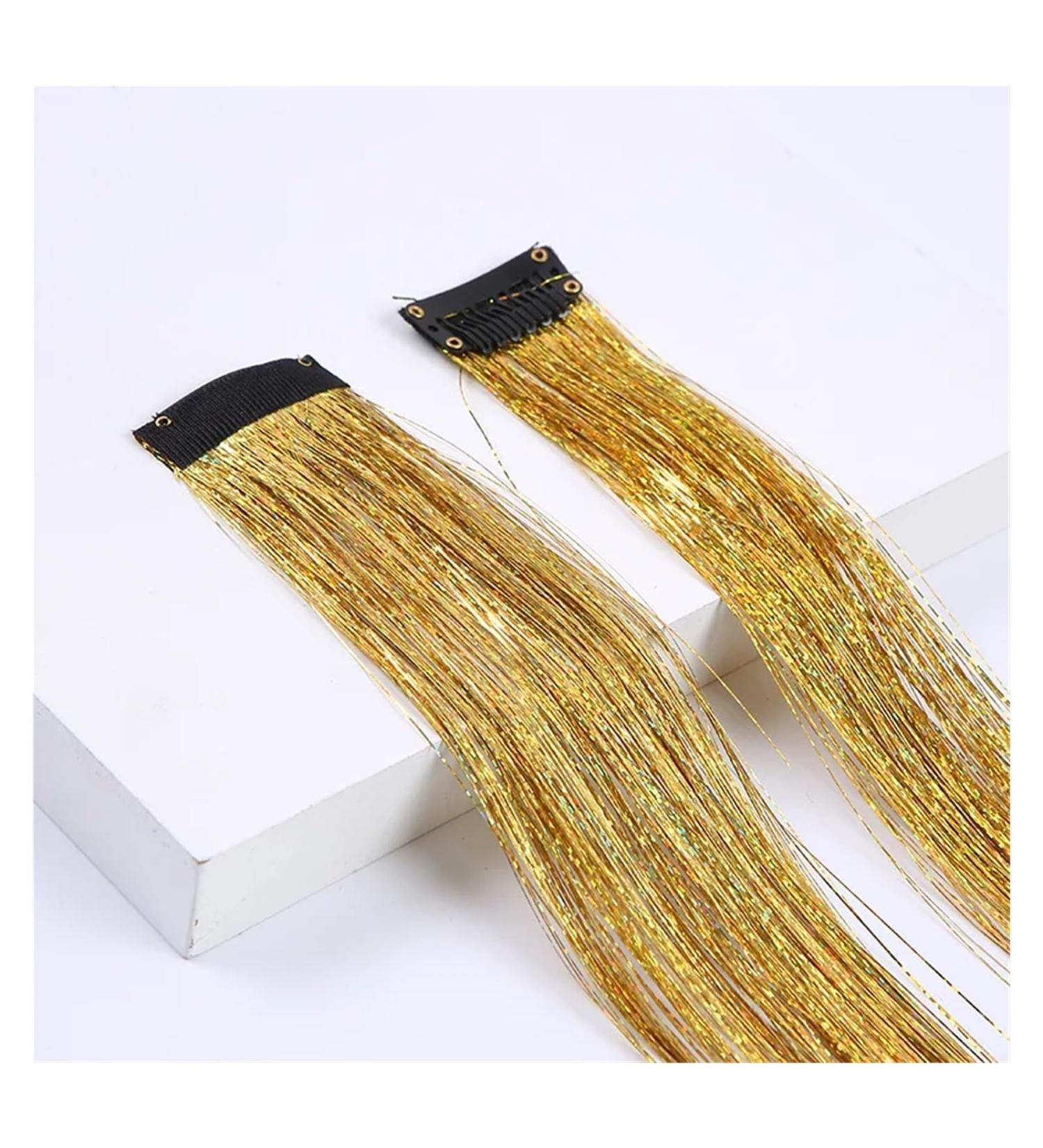 LNNXSZ Feather Hair Extension Kit Sparkle Synthetic Hair Extension Glitter Colorful Silk Party Hair Extensions (Color : #2 Size : 22inches) 22inches #2 - Buy Online on GoSupps.com