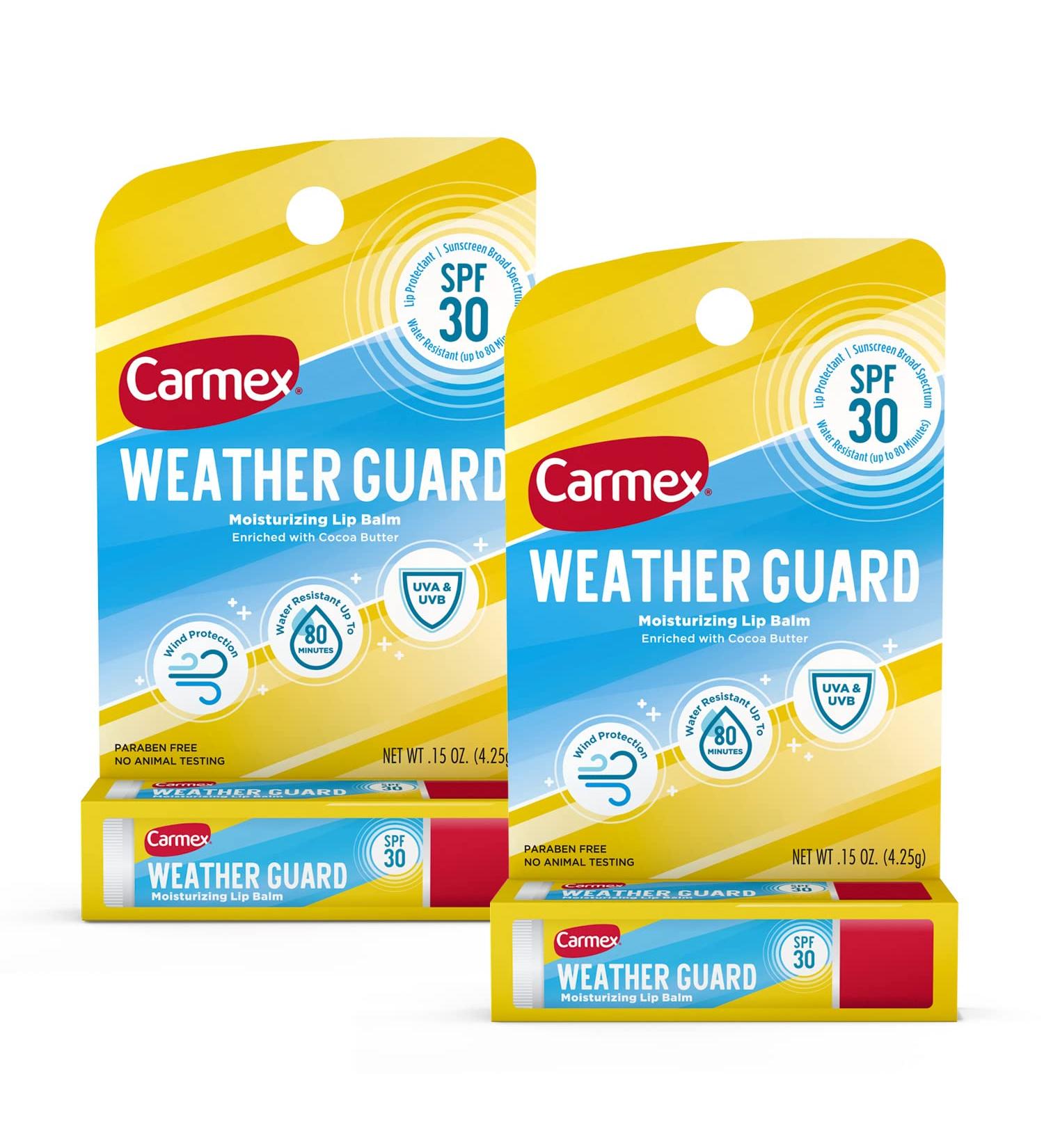 Carmex Weather Guard Lip Balm Stick SPF 30 - 0.15 Oz (2 Pack) - Buy Online on GoSupps.com
