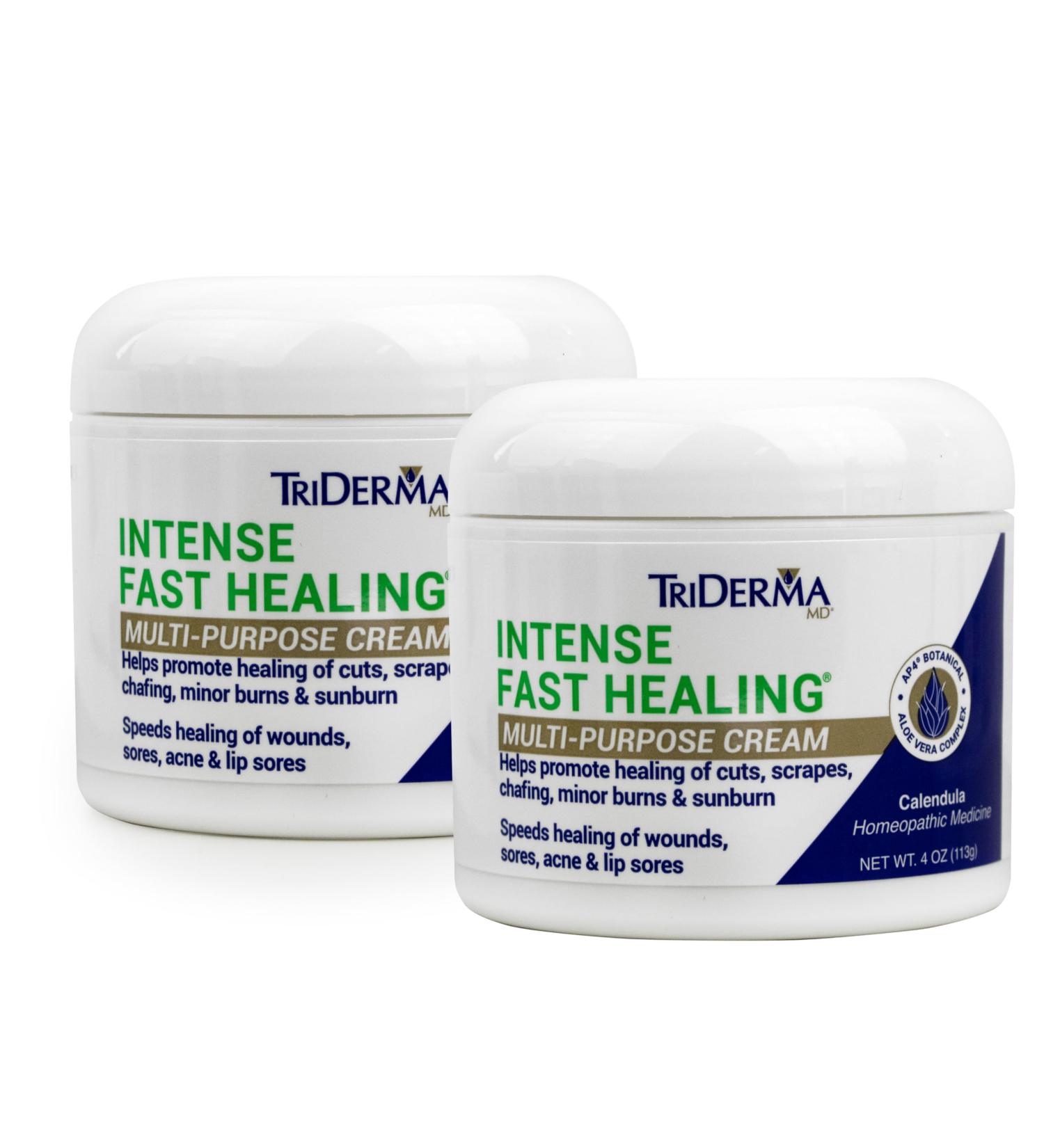 TriDerma Intense Fast Healing Cream - Quick Relief for Rashes Cuts & Scrapes | Value Pack of 2 x 4 oz Jars - International Shipping Available - Buy Online on GoSupps.com
