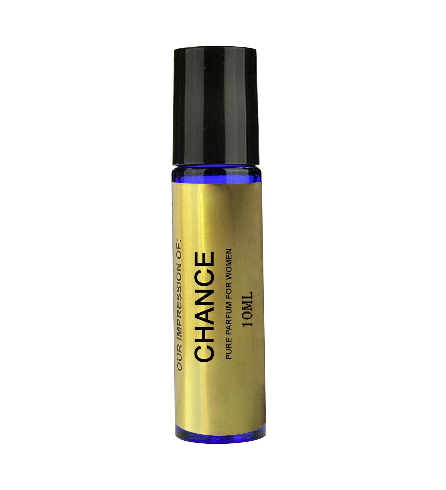 Perfume Studio Body Oil IMPRESSION of Channel for Women A Pure Alcohol Free Perfume Oil (GENERIC VERSION) 10ml Blue Glass Roll On Bottle. (CHANCE)