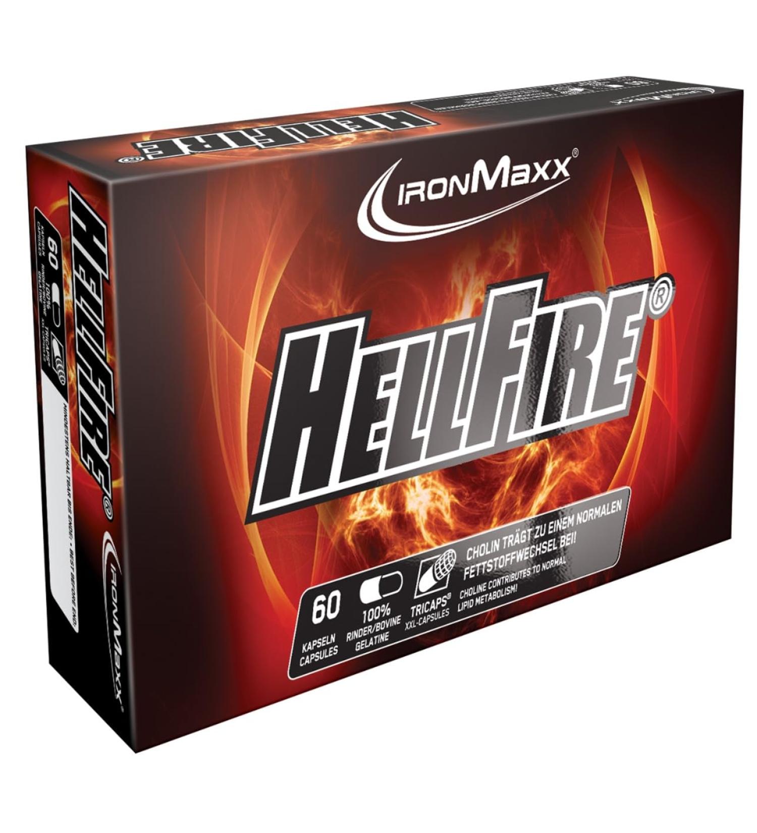 Ironmaxx Hellfire - 60 tricaps with extracts from willow bark pepper black beans & grapefruit perfect addition in the diet phase 60 XXL capsules