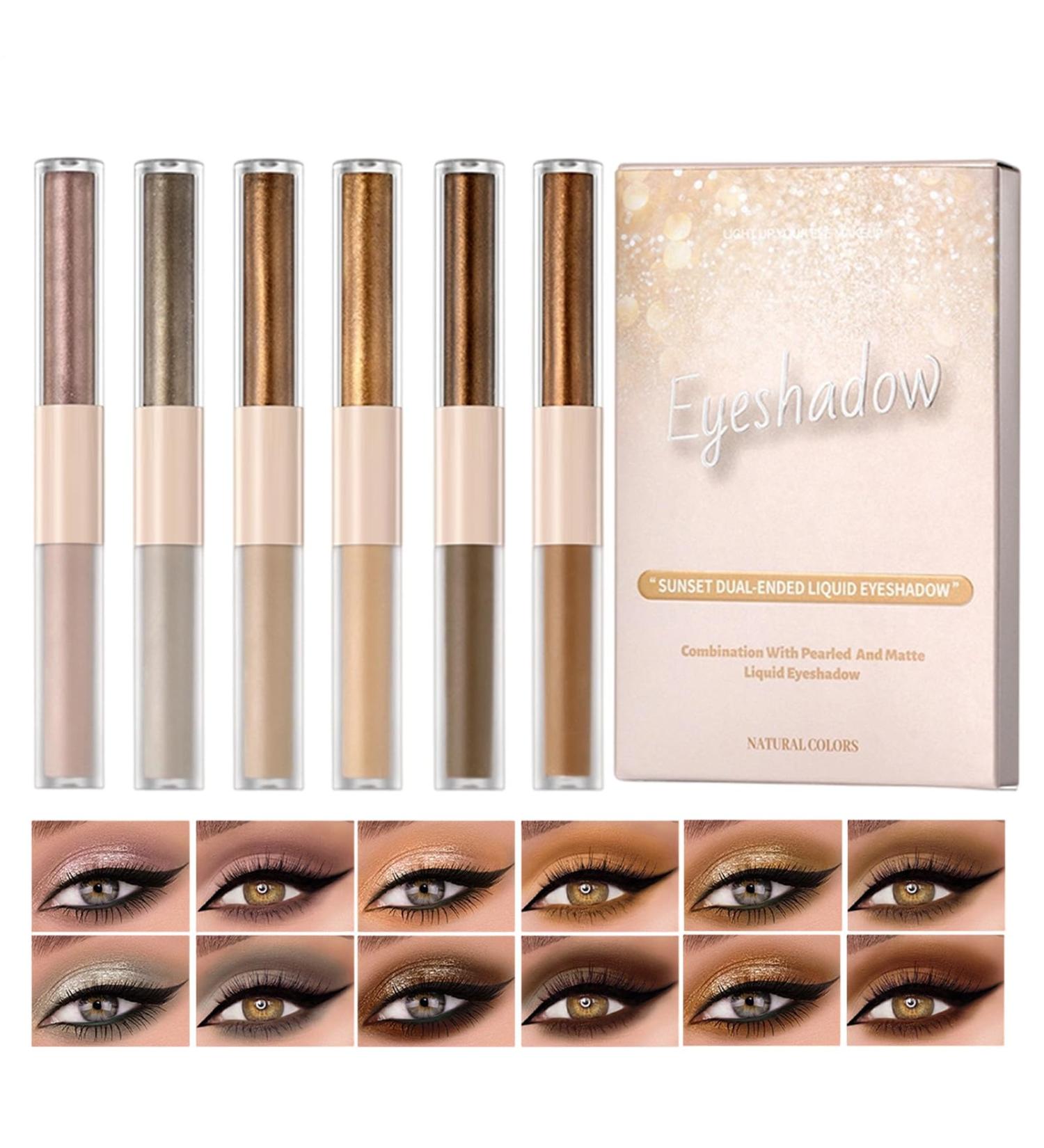 Siuwddee Liquid Eyeshadow Makeup 6 Piece Double Sided WaterproofMatte Shine Liquid Eye CosmeticsFor Women Teens Beginners Daily Travel Dating Party Work Wedding - Buy Online on GoSupps.com