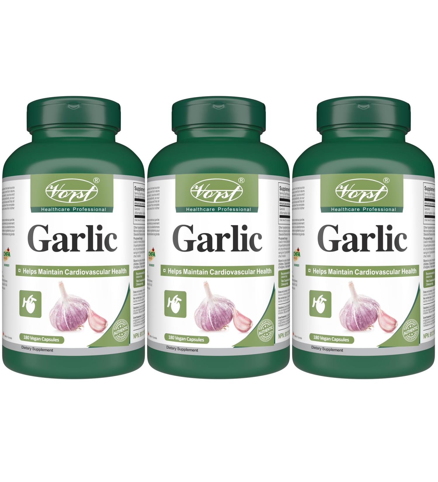 VORST Garlic 1200mg Per Serving 3 X 180 Vegan Capsules | Helps Maintain Cardiovascular & Heart Health | Garlic Pills for Blood Pressure | Powder Pills | 3 Bottles 540 count (Pack of 1) - Buy Online on GoSupps.com