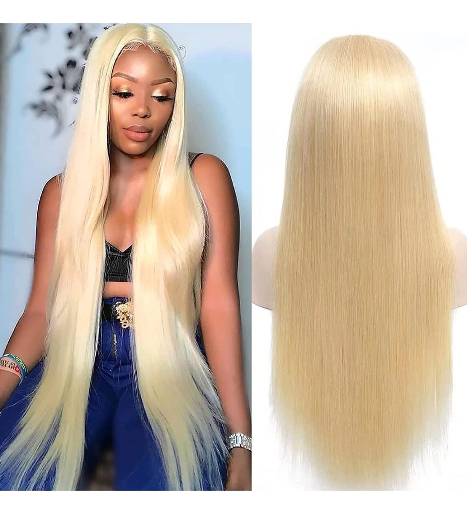 Bele Blonde 613ST Lace Front Wig 26 Human Hair 180% Density - Brazilian Virgin Hair Pre-Plucked Straight HD Lace Front Wig - Buy Online on GoSupps.com
