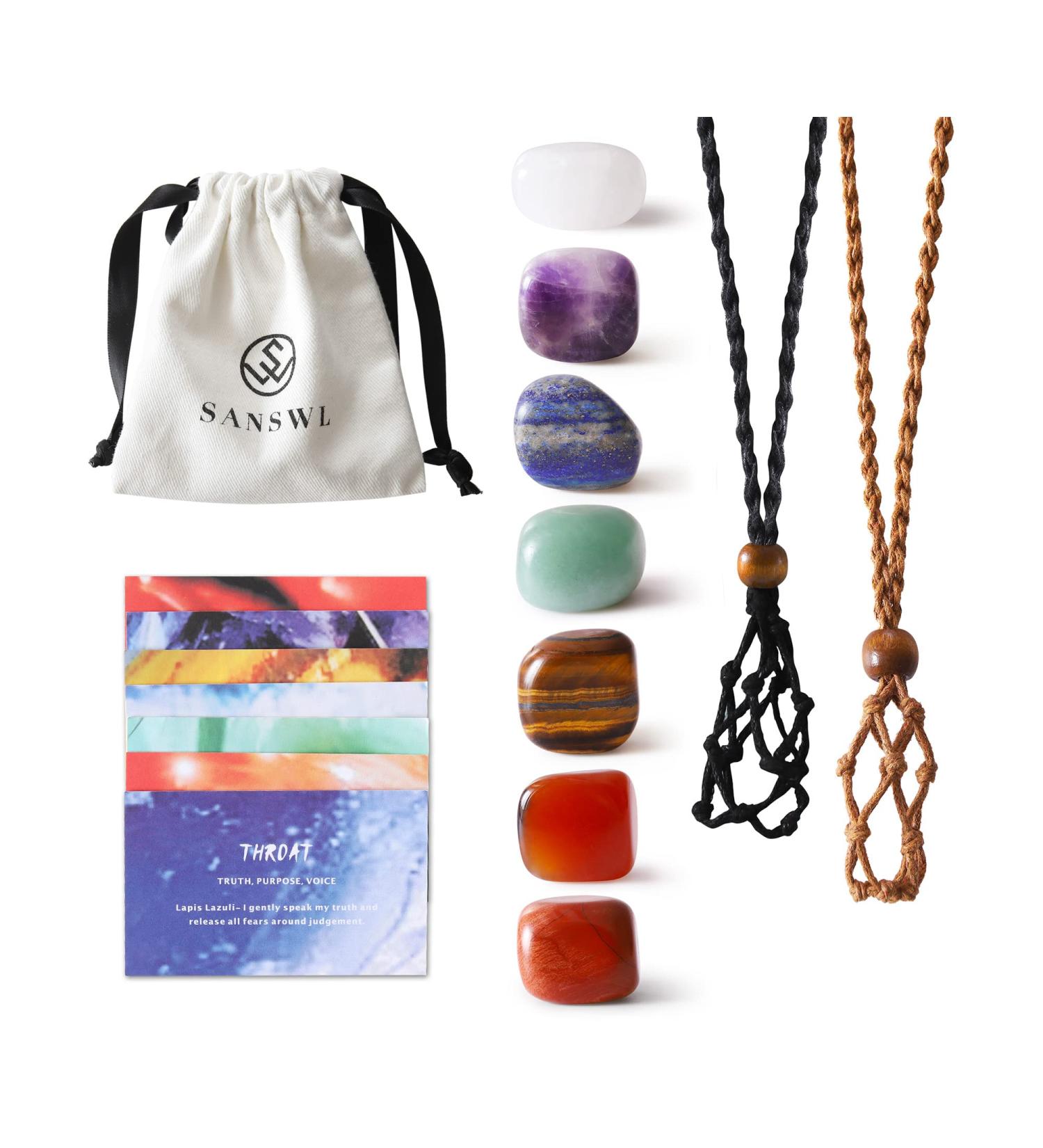7 Chakra Healing Crystal Necklace Set - Handmade Boho Rope Cage Pendant for Energy Balance - Crystal Holder Jewelry for Spiritual Healing - Ideal for Women, Men, and Kids - Buy Online on GoSupps.com