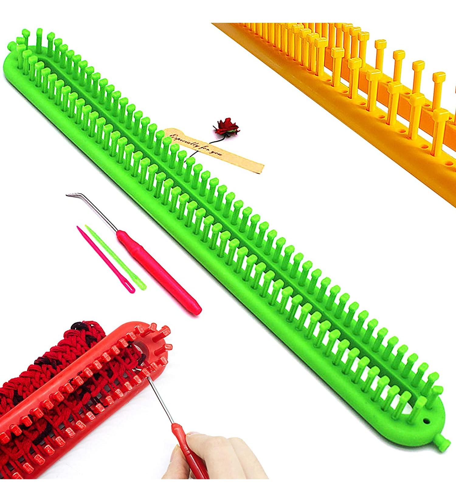Katech 47 cm Green Plastic Rectangle Knitting Looms Set with Crochet Hook - DIY Handmade Craft Kit for Knitting Lovers - Buy Online on GoSupps.com