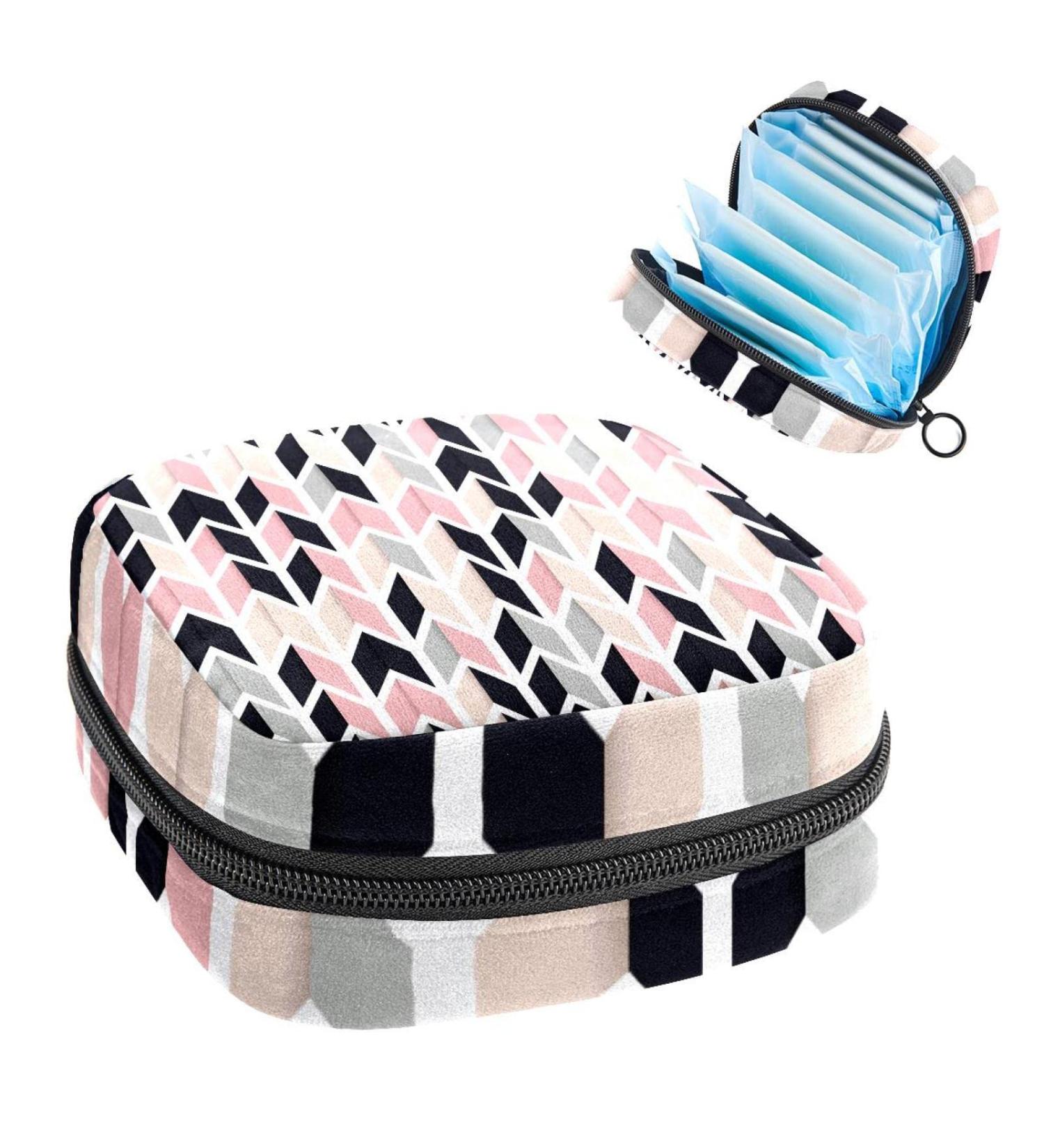 Anna Cowper Geometry Pink Women's Bandage Storage Bag - Portable Menstrual Cup Holder & Nursing Pad Pockets | Ideal for Teens & Women - Buy Online on GoSupps.com