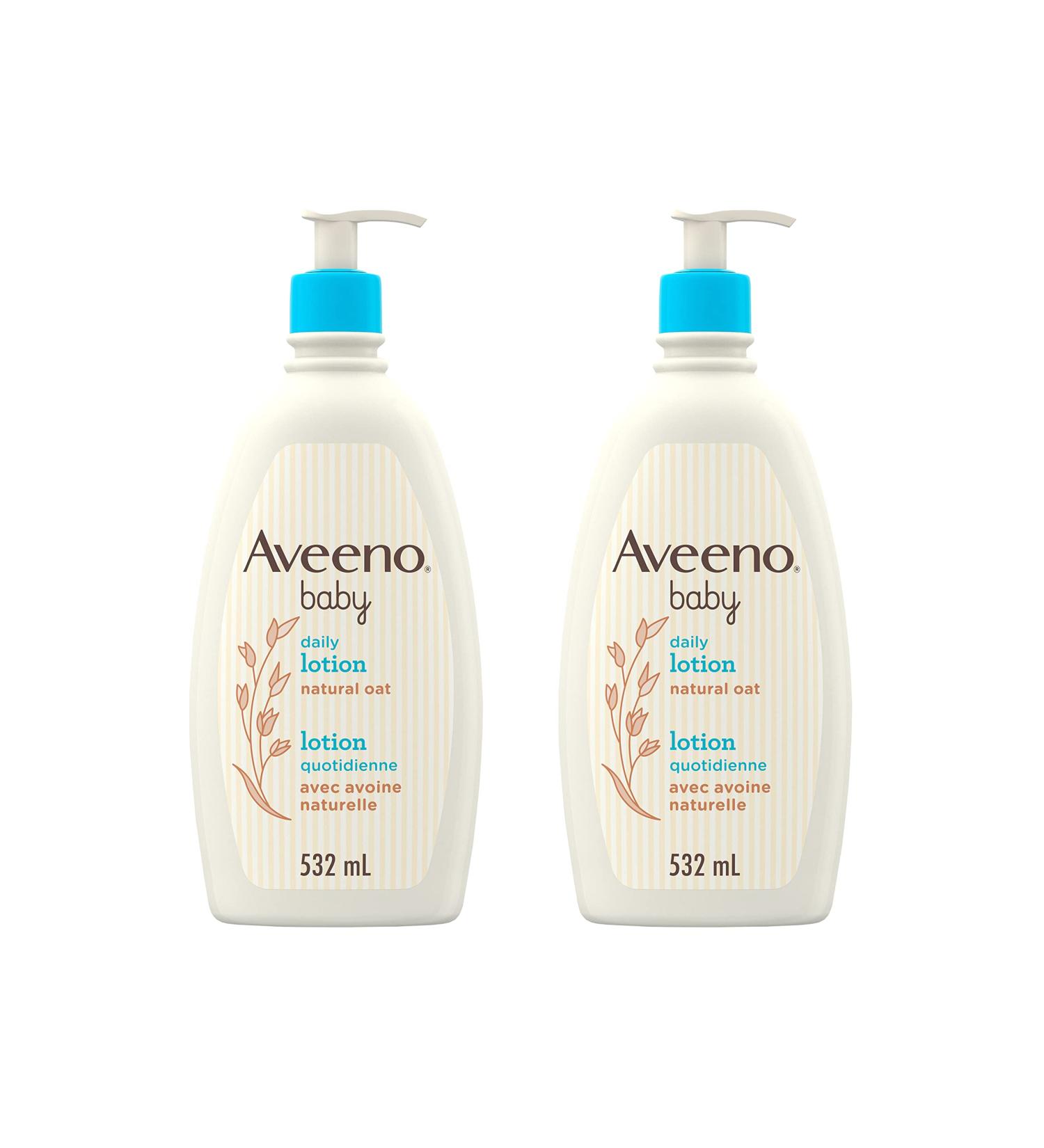 Aveeno Baby Lotion Daily Moisturizing Cream for Sensitive Skin Natural oat Fragrance Free Paraben Free Pack of 2 (1064 ml Total) - Buy Online on GoSupps.com