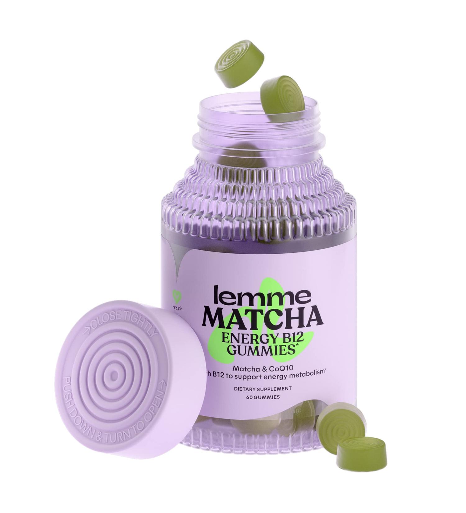 Lemme Matcha Superfood Energy Gummies with Organic Matcha Green Tea, Vitamin B12 & CoQ10 - Vegan, Gluten Free, Non GMO (60 Count) - Buy Online on GoSupps.com