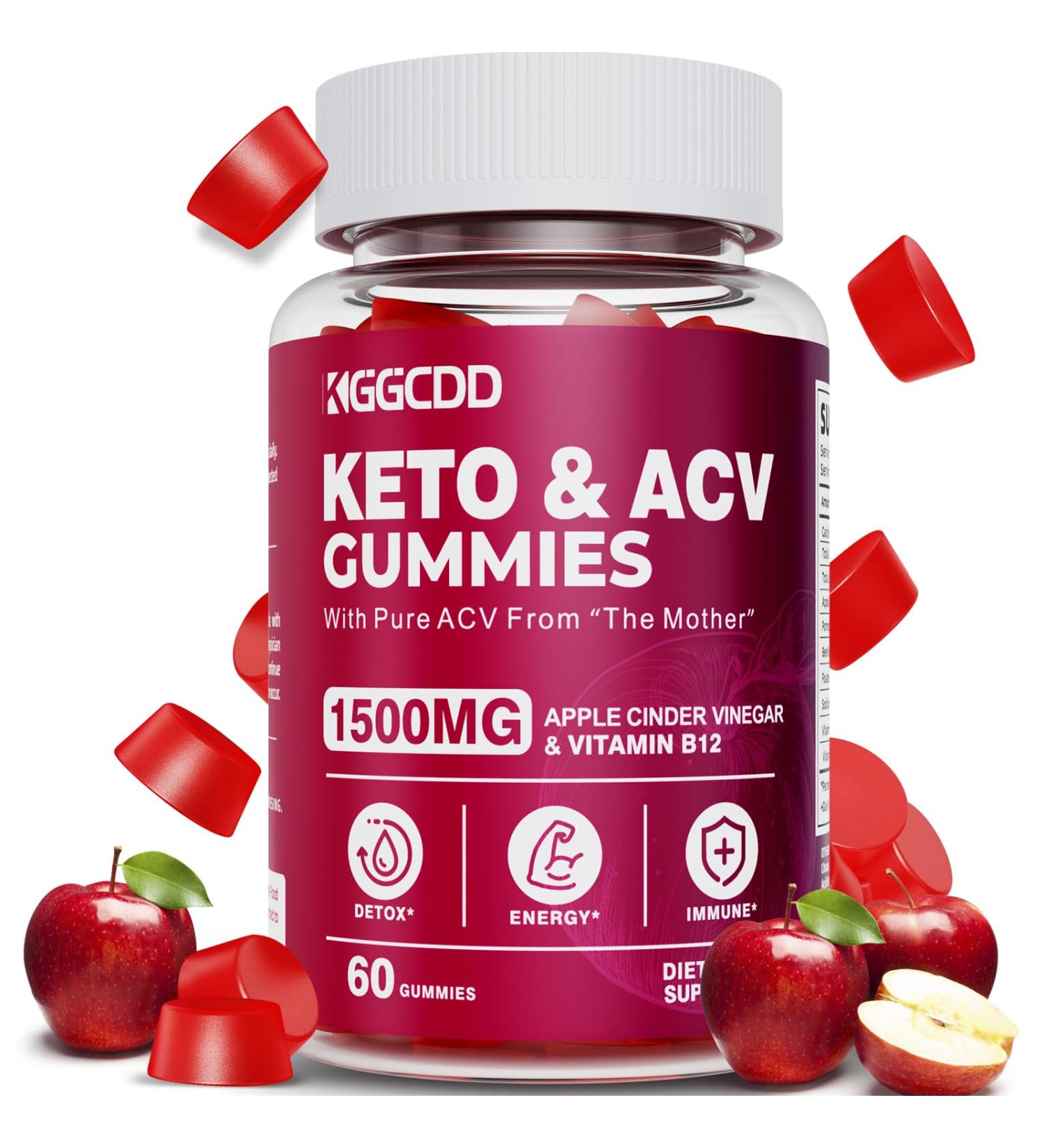 Keto ACV Gummies - Advanced Weight Loss Supplement for Men & Women - 1500MG Apple Cider Vinegar & Vitamin B12 - Vegan Non-GMO Detox & Cleanse - 60 Count - Buy Online on GoSupps.com