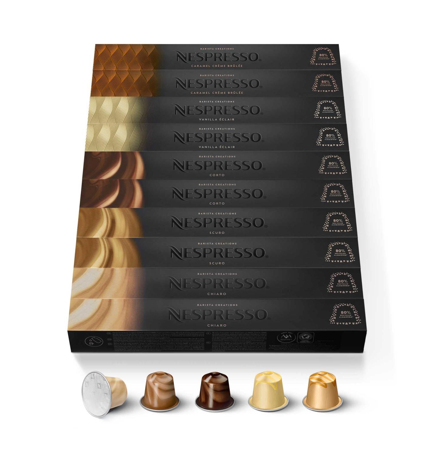  Nespresso Nespresso Original Barista Creations Assortment 100 Capsules Light Dark Short Vanilla Caramel - Buy Online on GoSupps.com