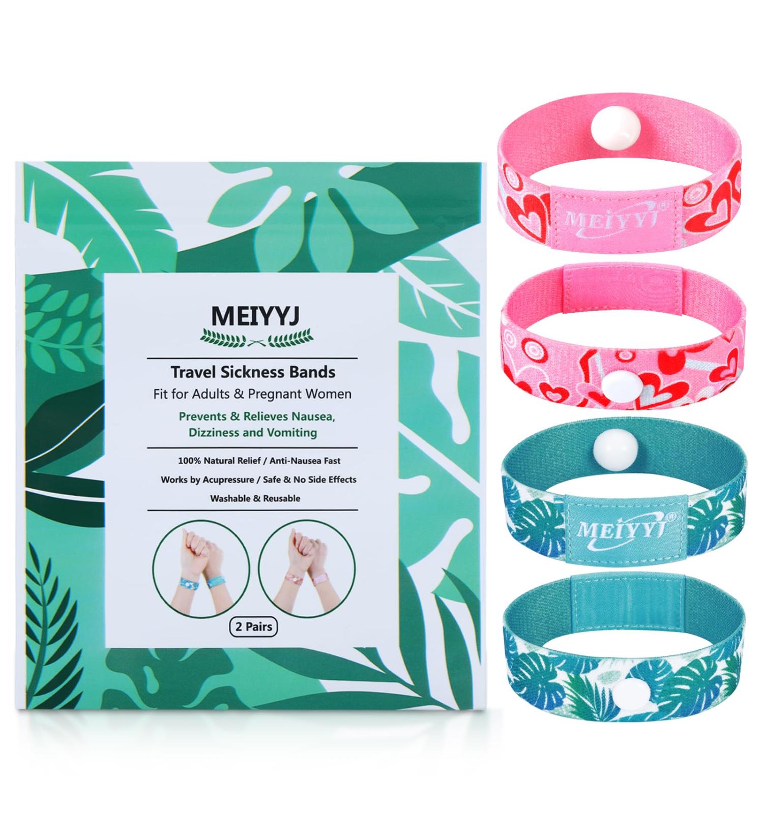 MEIYYJ Anti Sickness Wristbands for Adults - Green Leaf Pink Love (Medium) - Buy Online on GoSupps.com