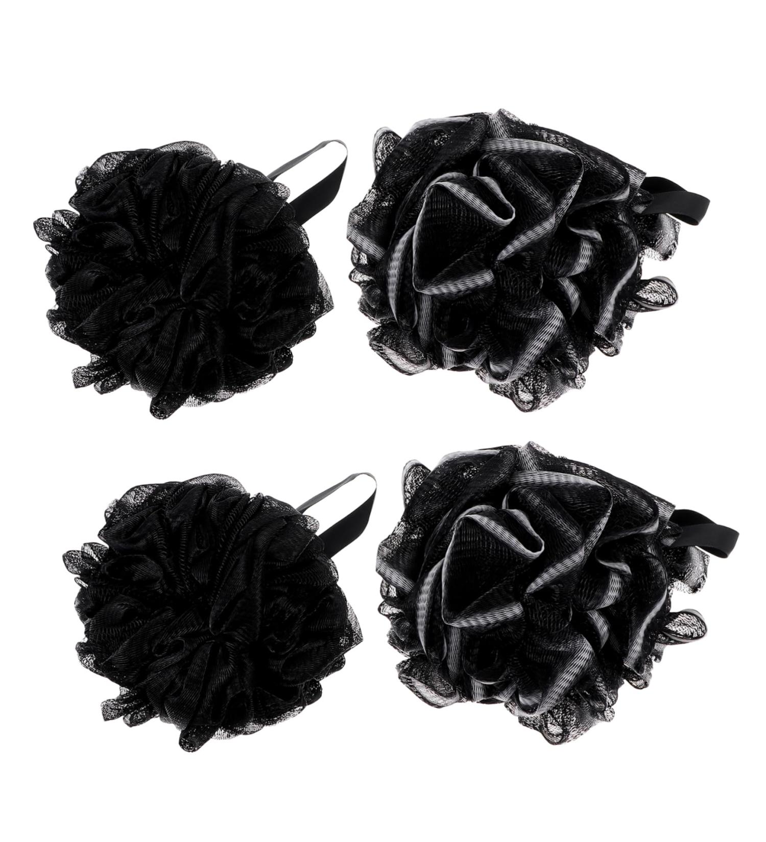 4pcs Charcoal Bath Ball Sponge - Men's Loofah Shower Pouf & Lace Mesh Cleaning Ball | Premium Body Scrubber - Buy Online on GoSupps.com
