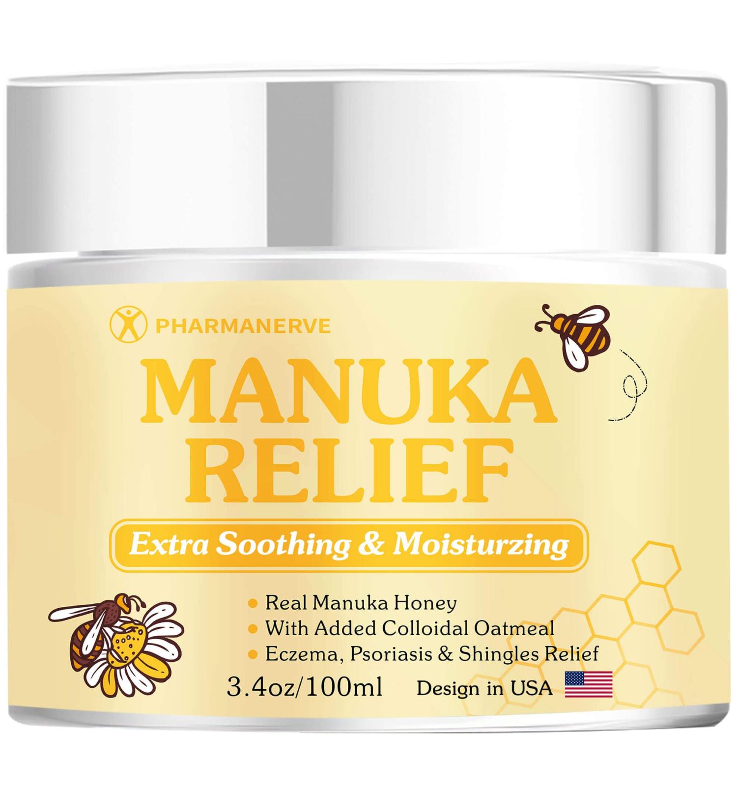Manuka Honey Eczema Cream with Colloidal Oatmeal - Soothing Relief for Itchy Dry Skin - Plant-Based Formula for Eczema, Psoriasis, and Shingles - Buy Online on GoSupps.com