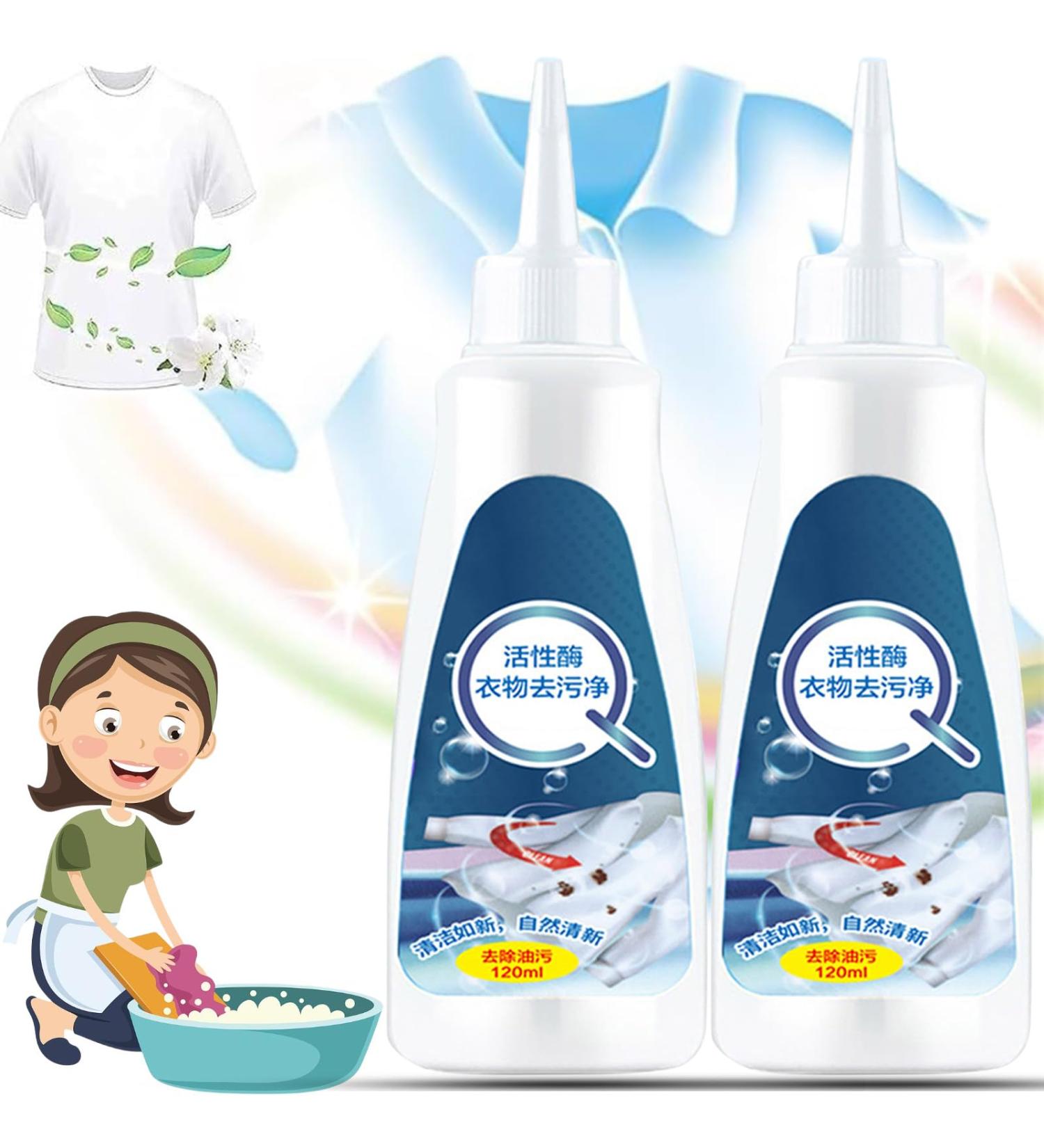 Donubiiu Affectionate Stain Remover Affectionate Active Enzyme Laundry Stain Remover - White Shirt Guardian Active Enzymatic Laundry Cleaning Stubborn Stain Cleaner Oil Remover (2PCS White) - Buy Online on GoSupps.com