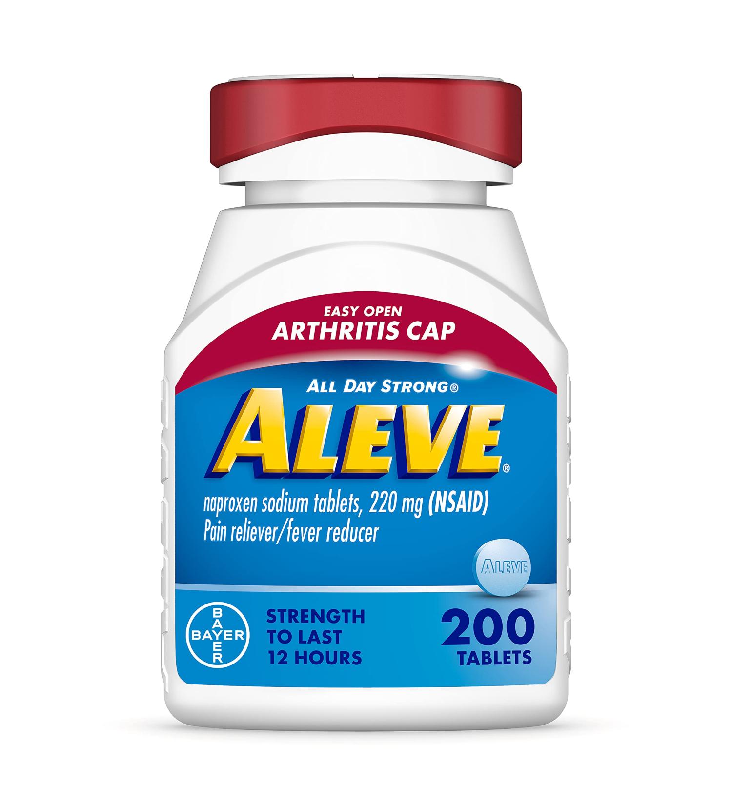 200 Count Aleve Easy Open Arthritis Cap Tablets for Pain Relief - Naproxen Sodium - Buy Online on GoSupps.com