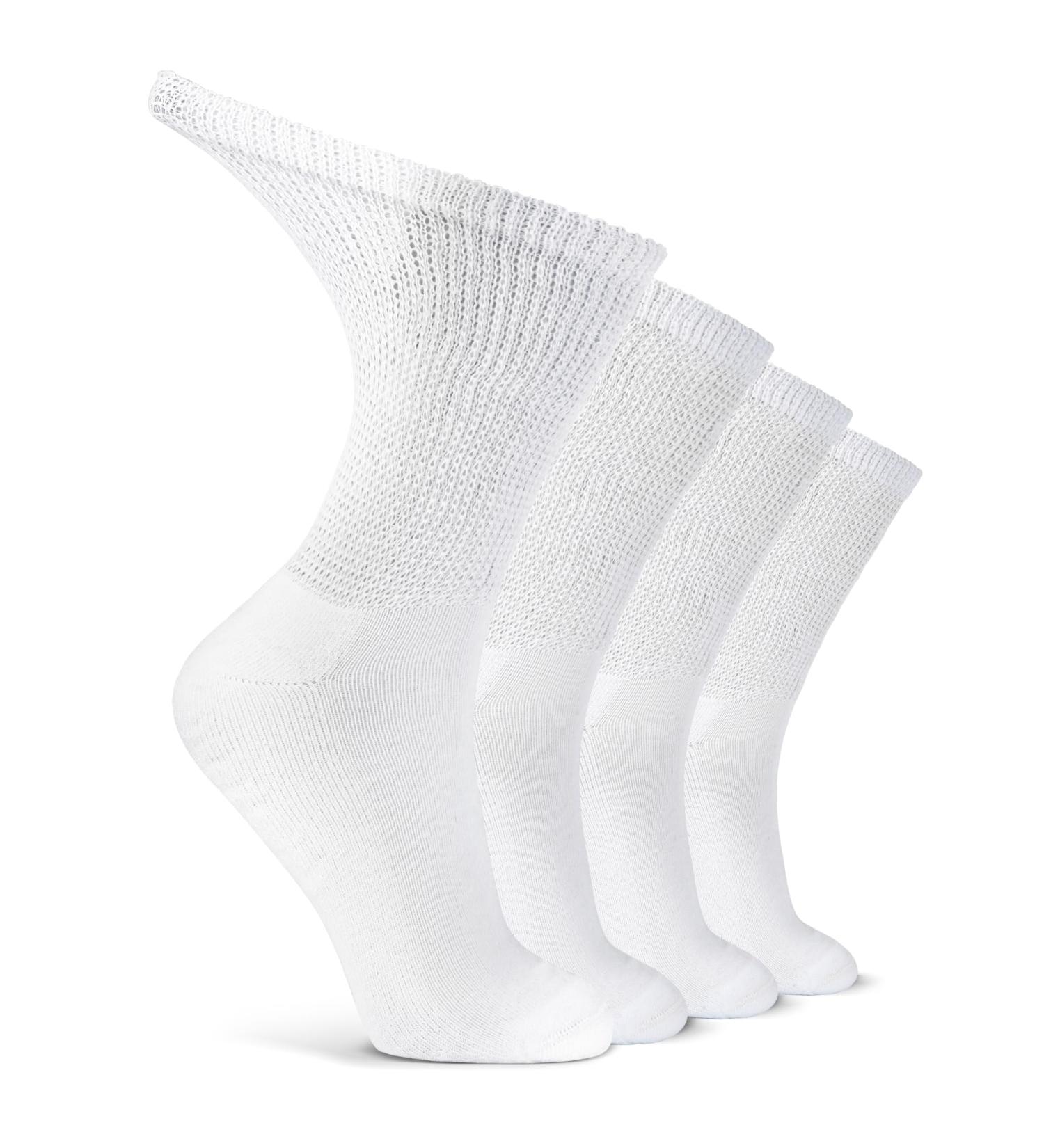 LIN Diabetic Socks for Men & Women - Non-Binding Circulatory Extra Wide Top - 4 Pairs - Size 9-11 - Ideal for Edema, Neuropathy, and Lymphedema - Buy Online on GoSupps.com