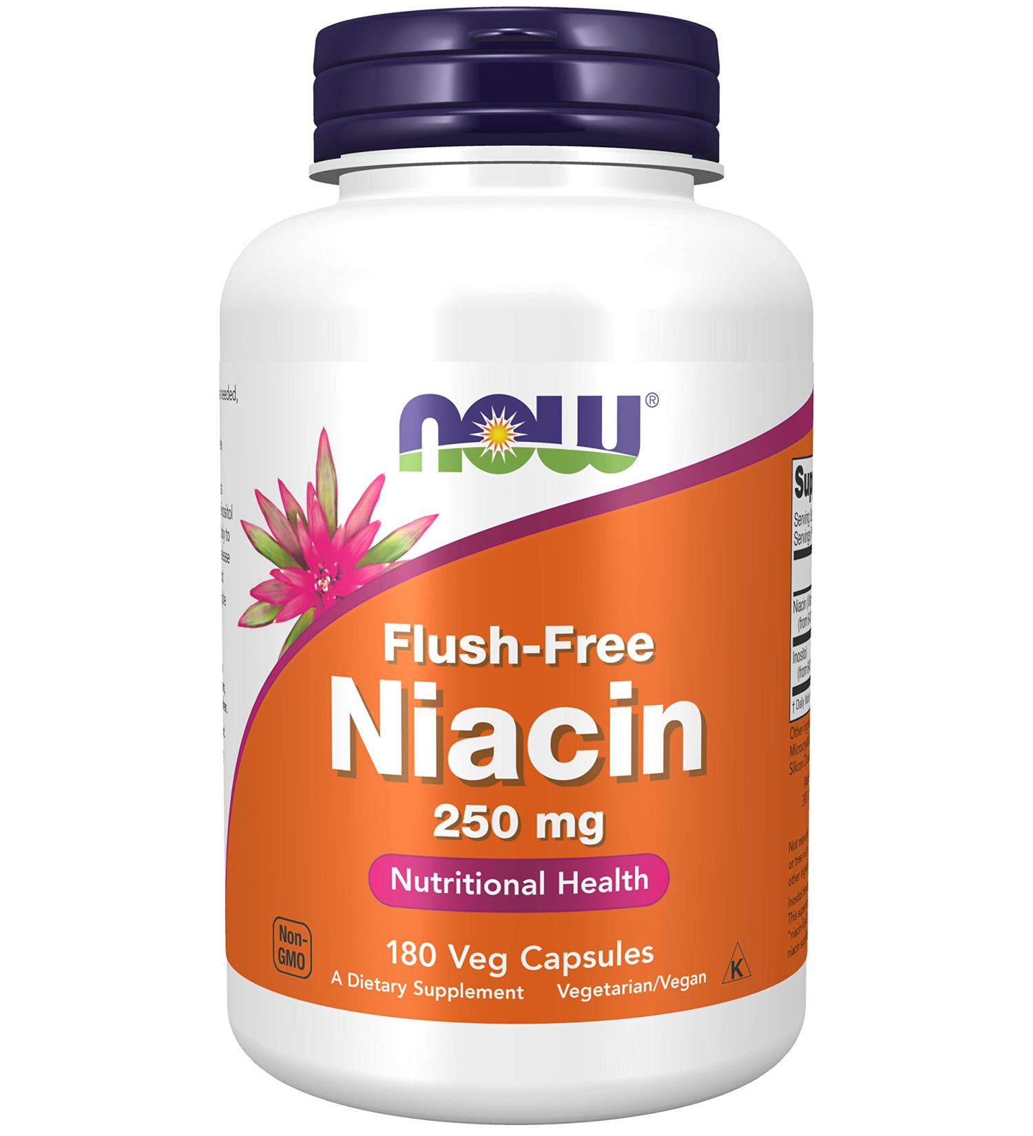 Now Foods Flush-Free Niacin 250 mg 180 Veg Capsules