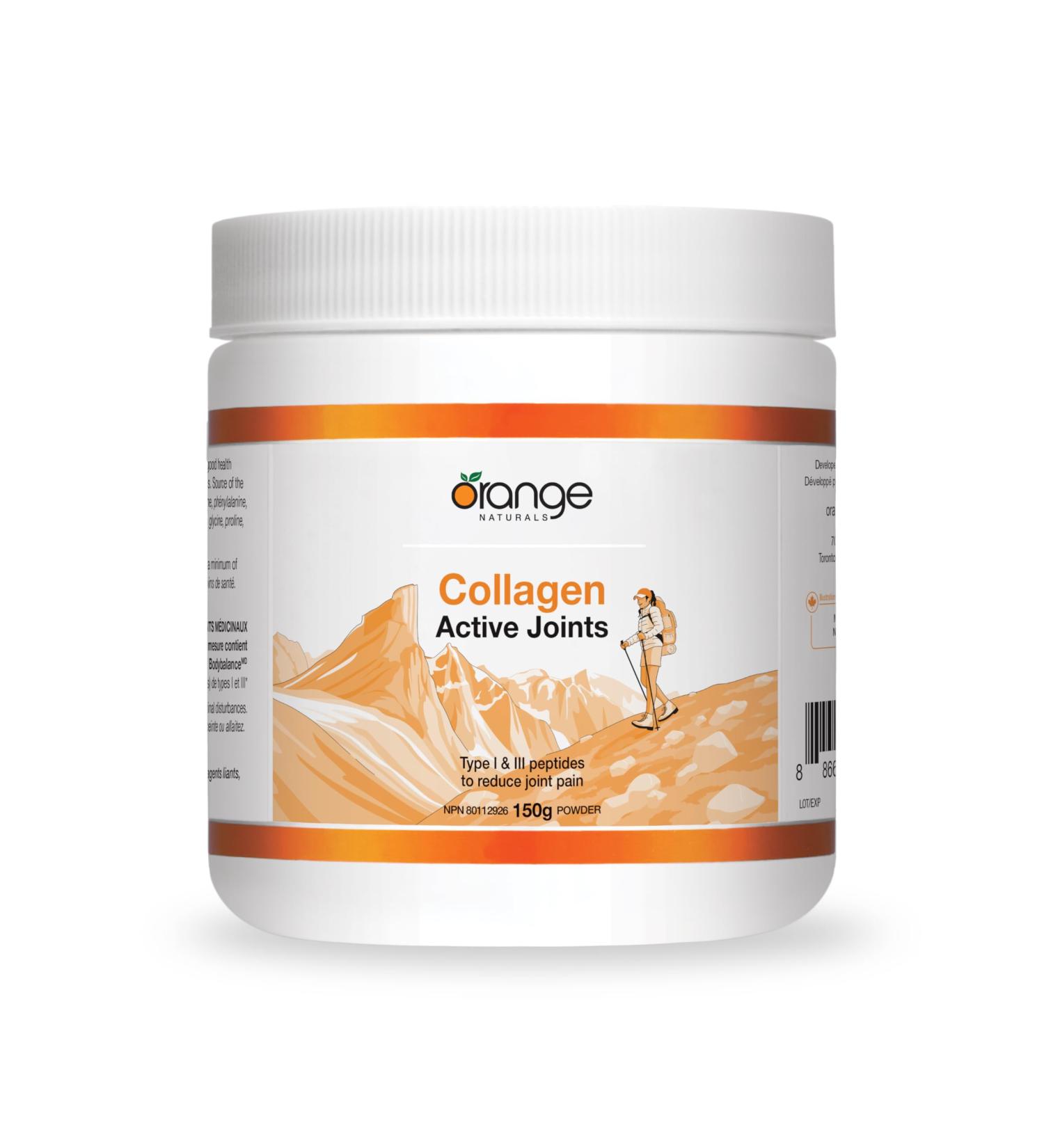 Orange Naturals - Collagen Active Joints 150g Powder - Helps to Reduce Joint Pain Associated with Osteoarthritis - Source of the Essential Amino Acid Lysine to Help in Collagen Formation - Buy Online on GoSupps.com