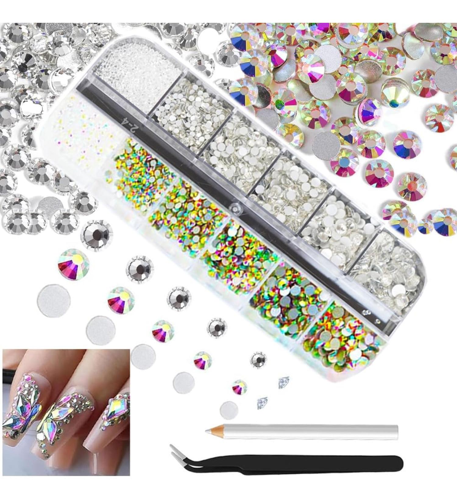 4200+ Crystal White Rhinestones & Nail Gems - Flatback Stones SS6-SS20 for DIY Nail Art & Charms - Buy Online on GoSupps.com