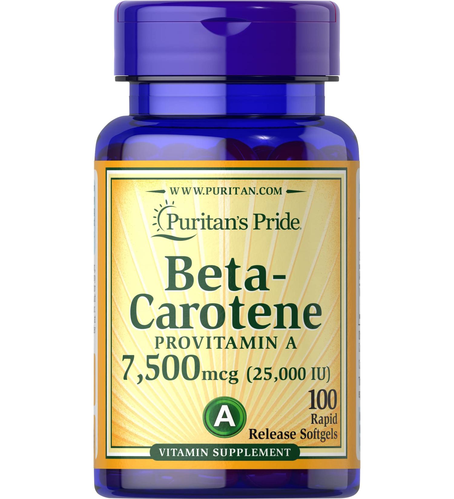 Puritan's Pride Beta Carotene 100 Softgels for Immune & Eye Health Support - Buy Online on GoSupps.com