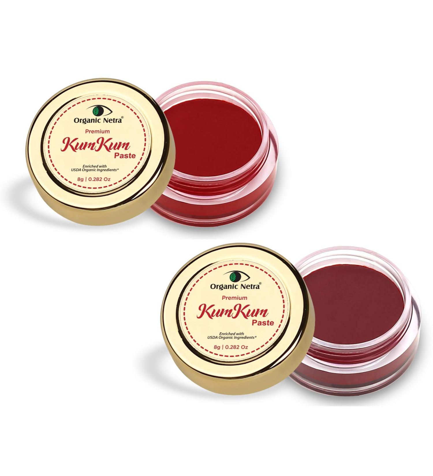 Buy Organic Netra Sindoor - Waterproof Kumkum Paste | Smudge Proof Deep Red Color | Pure Natural Ingredients (8gm Maroon & Red - Buy Online on GoSupps.com