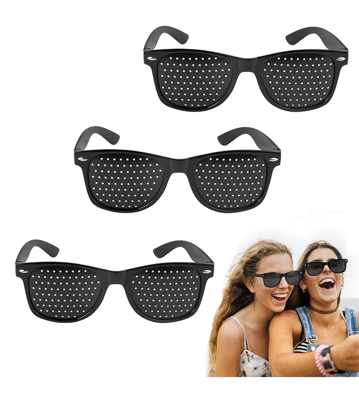 NHGAA 3 Piece Pinhole Glasses Set - Improve Eye Training & Vision | Perforated Glasses for Short-Sightedness - Buy Online on GoSupps.com