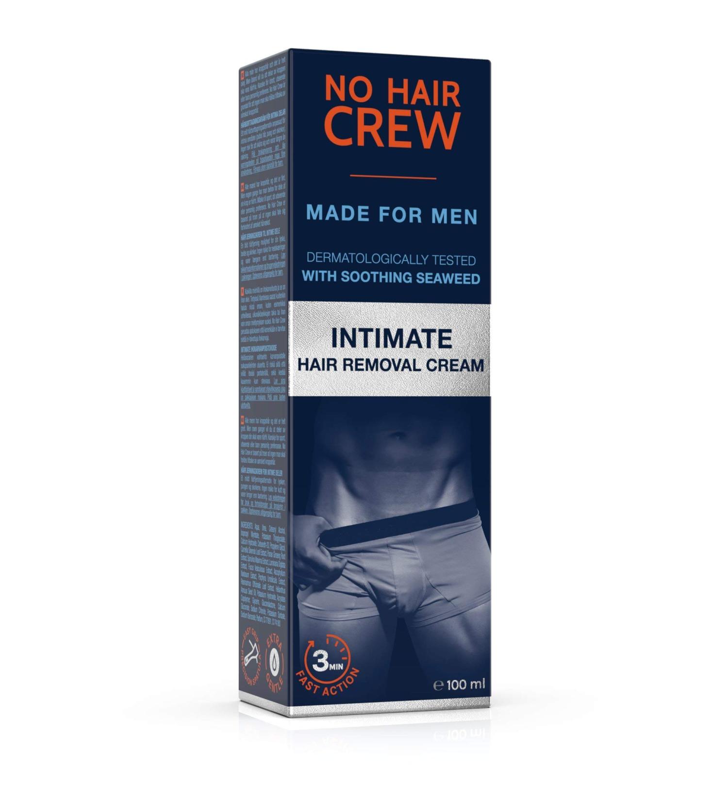 No Hair Crew Men's Intimate Hair Removal Cream - Painless & Flawless Depilatory for Unwanted Body Hair - 100ml - Buy Online on GoSupps.com