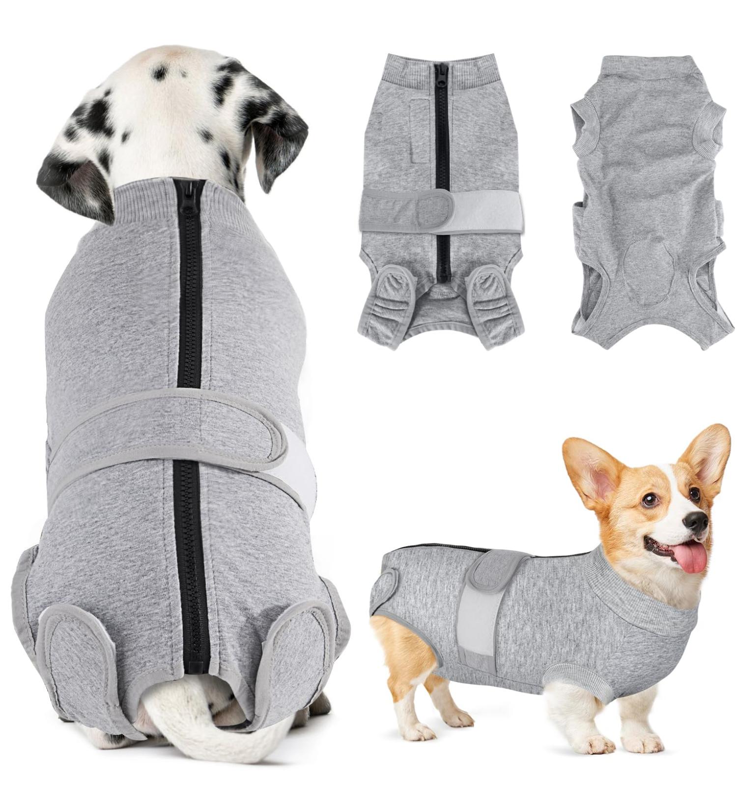 Lukovee Dog Surgery Recovery Suit Dog Cone E-Collar Alternative After Surgery with Zipper for Female Male Dog Recovery Shirt Dog Abdominal Wounds Bandages Preventing Licking Spay Suit (GY M) Medium Gray - Buy Online on GoSupps.com