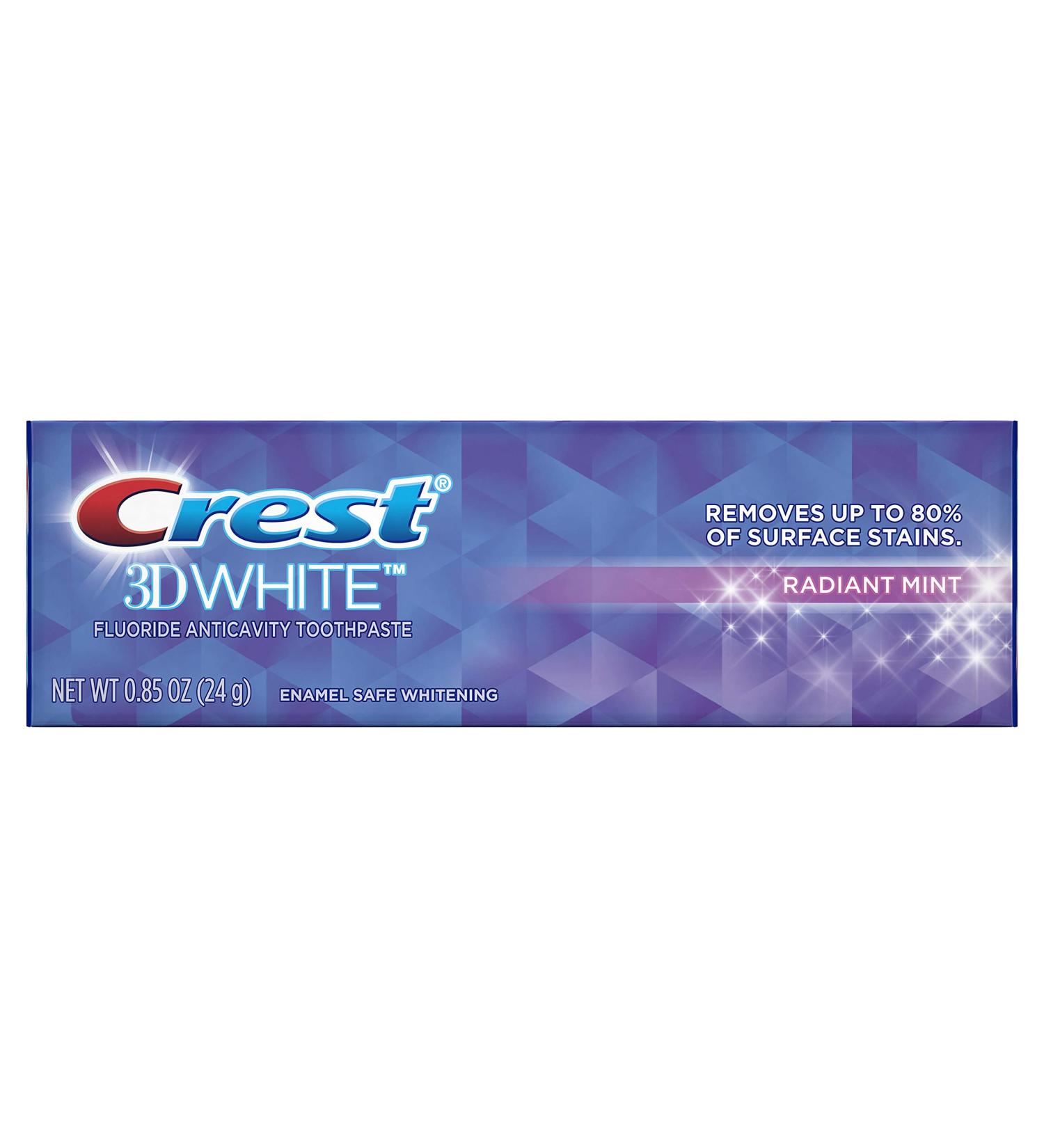 Crest 3D White Whitening Toothpaste - Radiant Mint (0.85 oz Pack of 36) | International Shipping Available - Buy Online on GoSupps.com