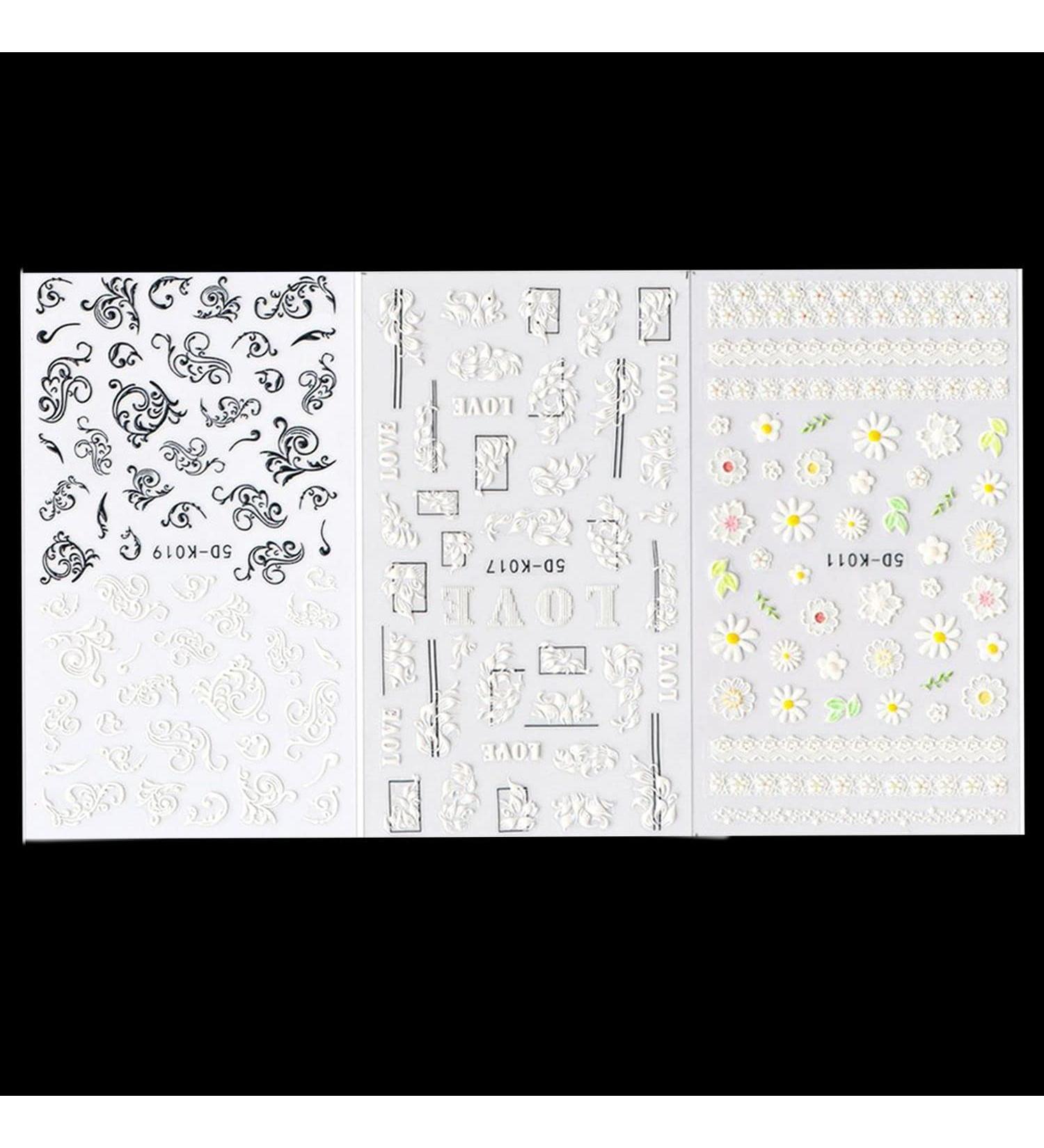 Nail Water Slides DIY Manicure Decor Nail Art Decoration White Flowers Butterfly-shape Design Water Transfer Stickers 5D Embossed Nail Sticker(4 Multicolor) Multicolor4 - Buy Online on GoSupps.com