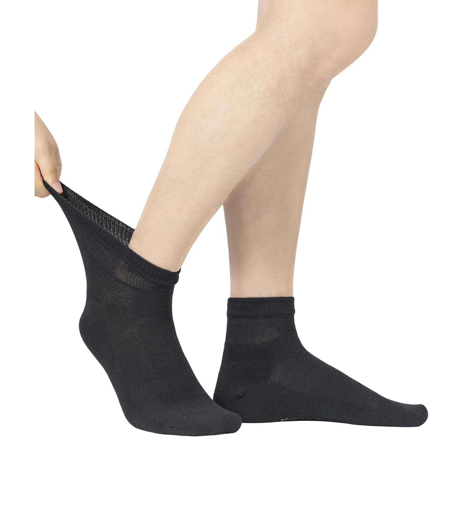 Yomandamor Men's 5-Pack Coolmax Diabetic Ankle Socks - Seamless Toe, Size 10-13, Black - Buy Online on GoSupps.com