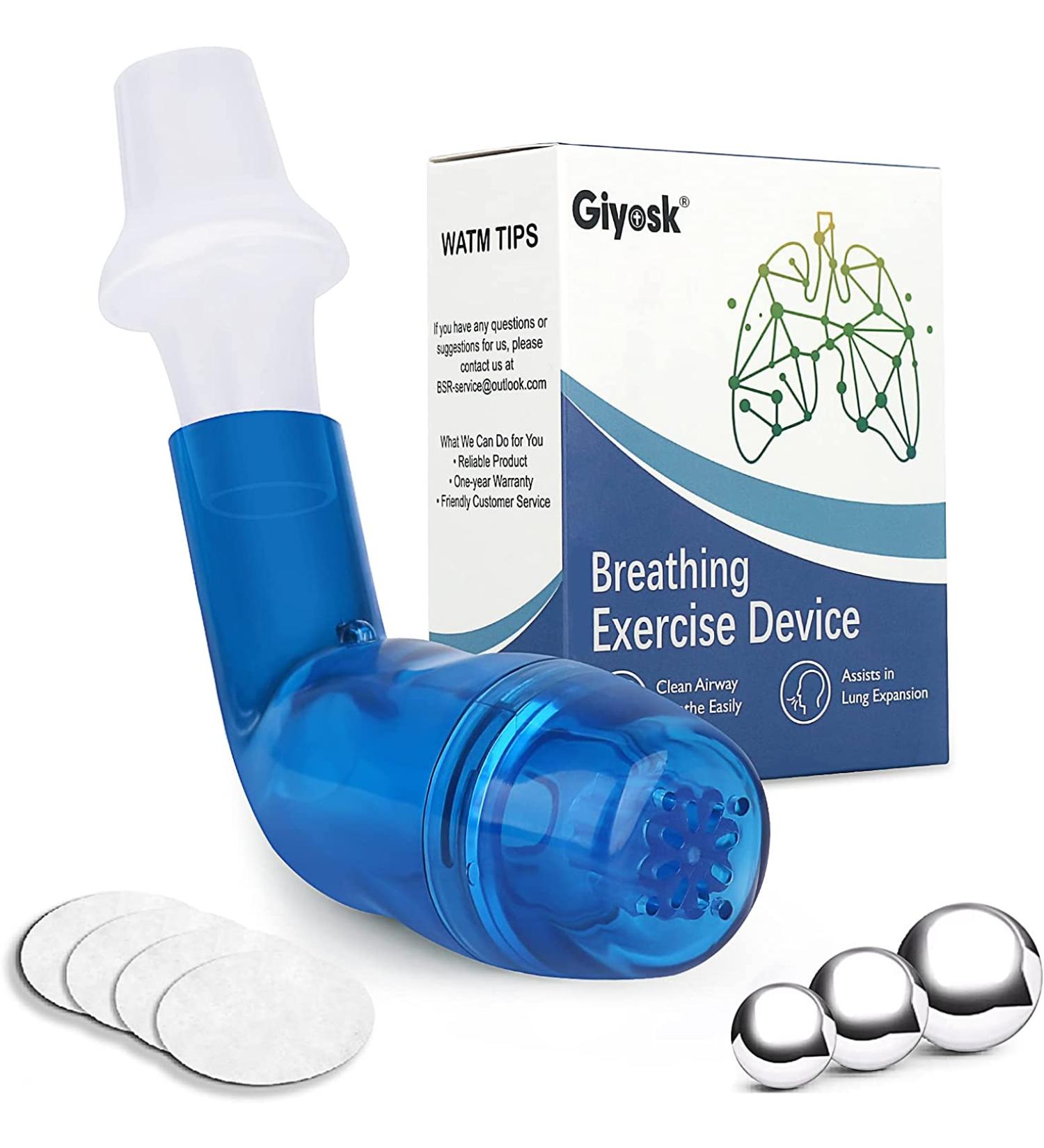 Portable Lung Cleansing Expiratory Breathing Exercise Device with Accessories - Blue - Buy Online on GoSupps.com
