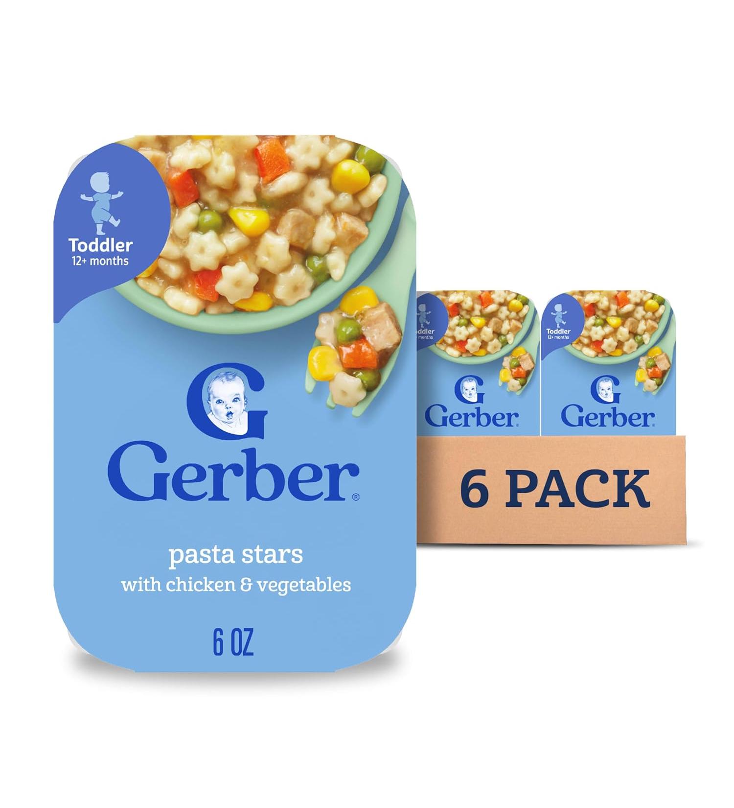 Gerber Pasta Stars with Chicken & Vegetables 6 oz (Pack of 6) | Nutritious Baby Food - Buy Online on GoSupps.com