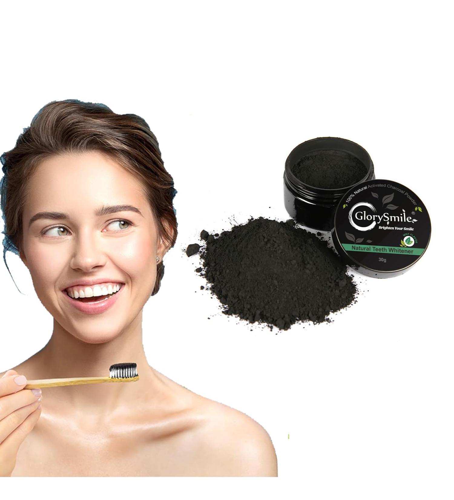 Natural Charcoal Tooth Whitening Powder - Activated Carbon for Whiter Teeth & Effective Cleaning - Buy Online on GoSupps.com