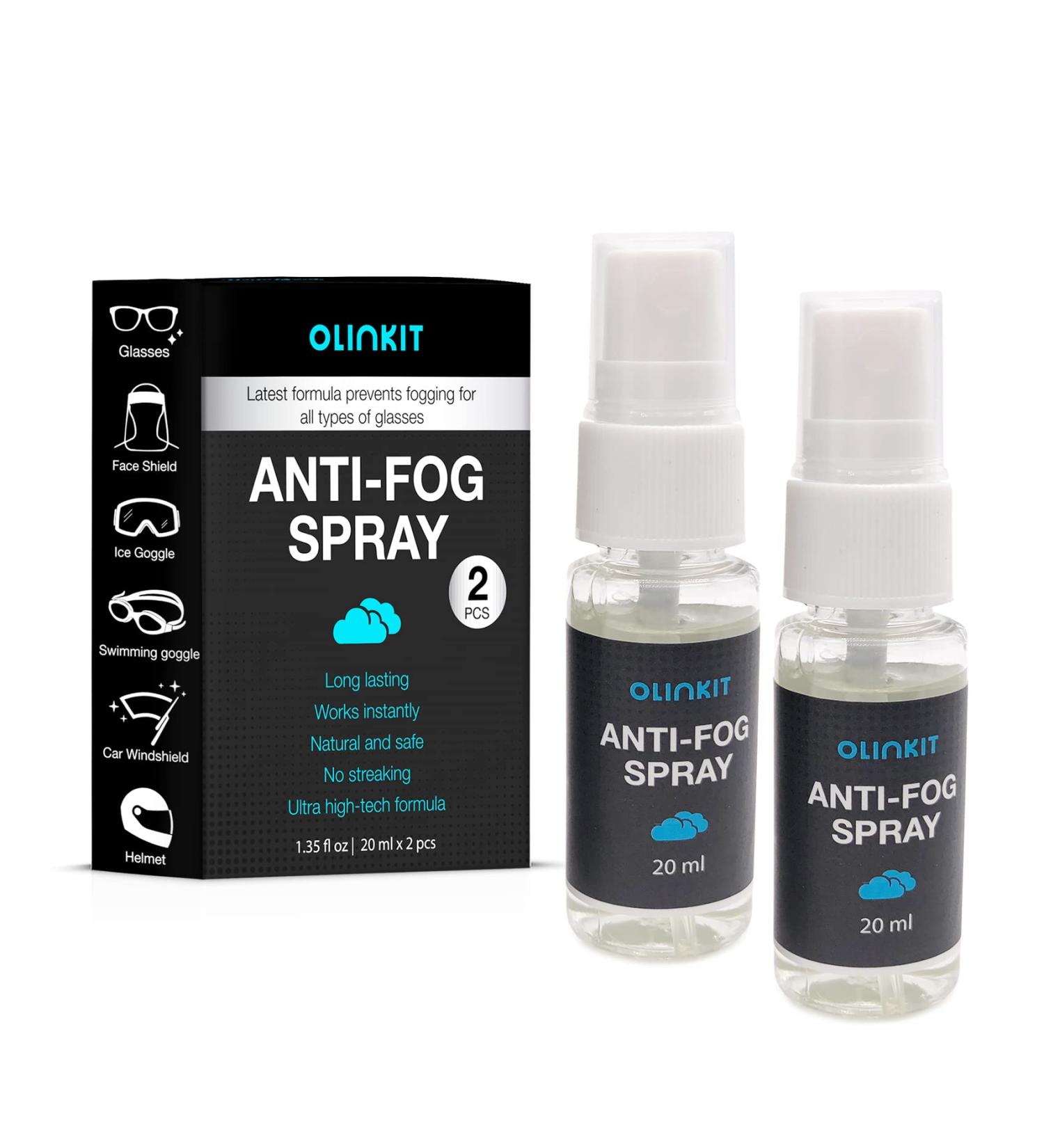 OLINKIT Anti Fog Spray - Premium Long-Lasting Solution for Glasses, Mirrors, Swim Goggles & Plastic Windows - Buy Online on GoSupps.com