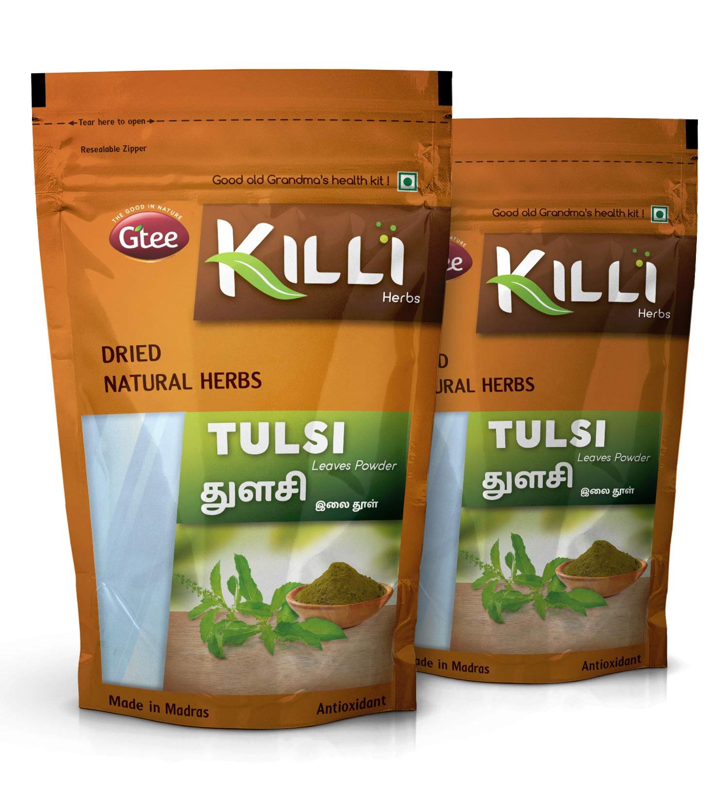 KILLI Tulsi | Holy basil | Thulasi Leaves Powder 100g (Pack of 2) - Buy Online on GoSupps.com