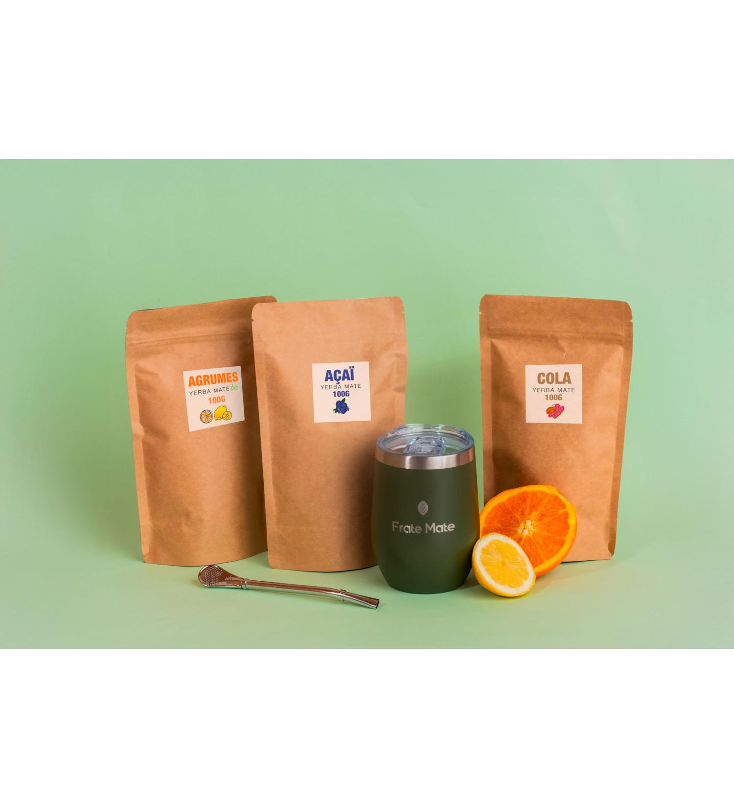 Coffret initiation au Mat 3 Mat s (Cola A a Agrumes) + Calebasse + Bombilla | Yerba Mat Bio Infuser Froid ou Chaud | Id e Cadeau Mat nergie D tox - Buy Online on GoSupps.com
