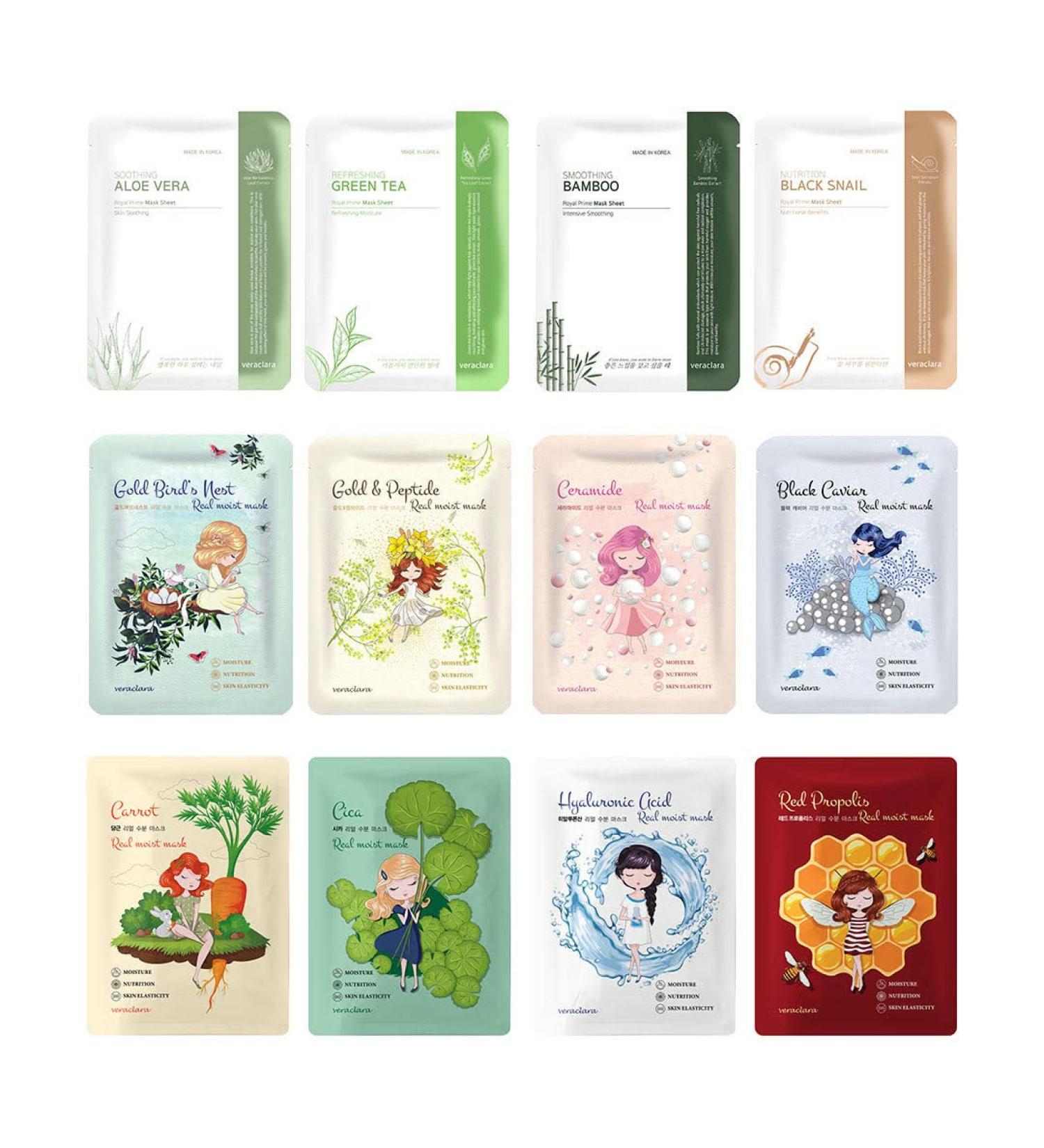 Shop Veraclara Facial Face Mask - Korean Skin Care Mask (24 Combo) | International Shipping Available - Buy Online on GoSupps.com