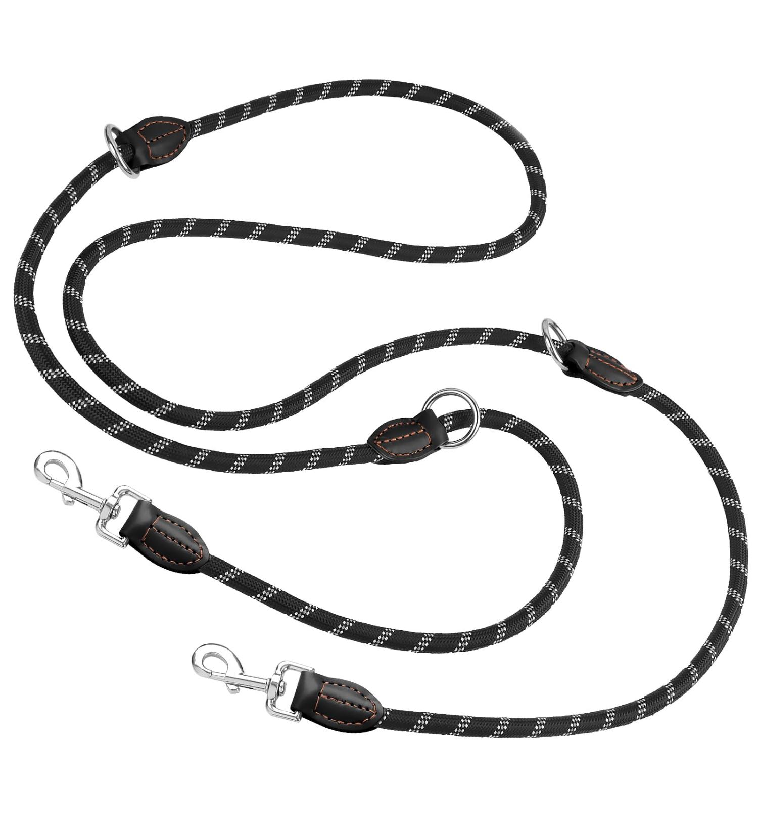 Runway Double Dog Leash 3m Adjustable | Dual Clip Leash for Small & Large Dogs | Durable Black Long Line - Buy Online on GoSupps.com