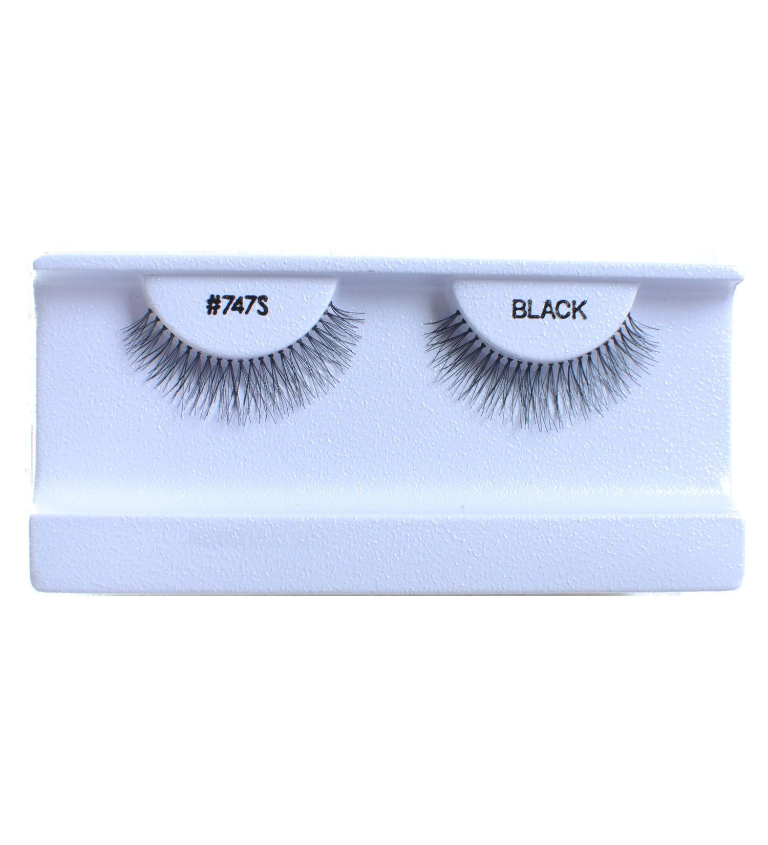 100 Pairs 100% Human Hair False Eyelashes Natural Black #747S Black-747S